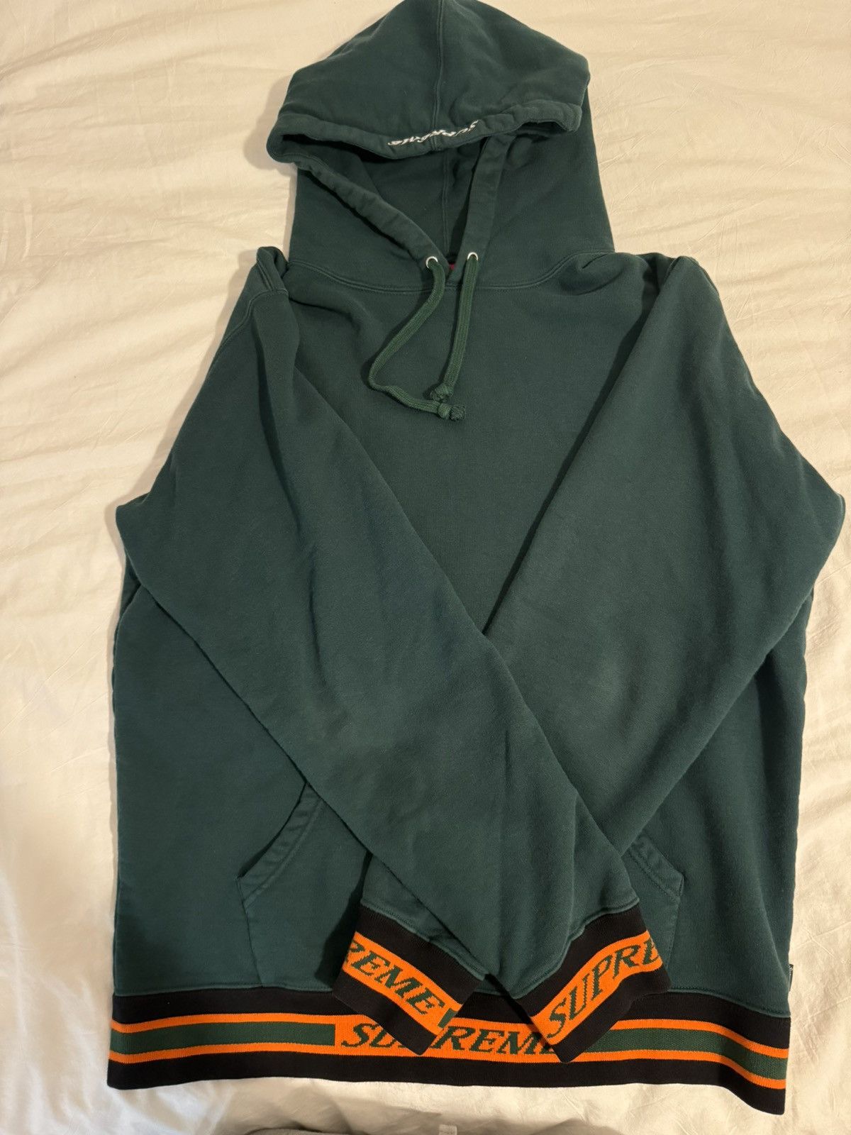 Supreme Supreme Striped Rib Hooded Sweatshirt Green Size US M / EU 48-50 / 2 - 1 Thumbnail
