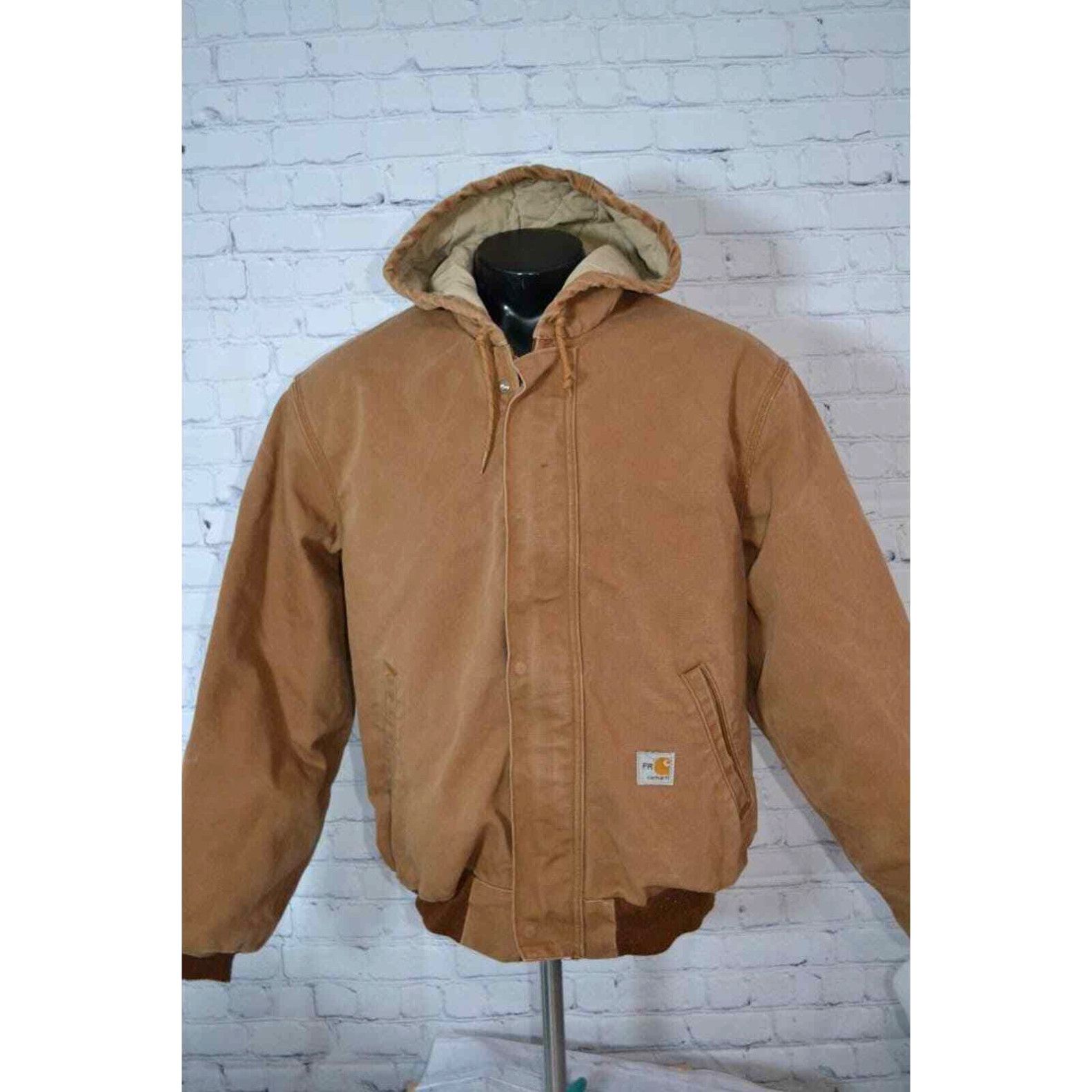 Image of 138-A Carhartt Heavy Thick Jacket Fire Resistant Fr Brown Cotton Size 2Xl Mens in White