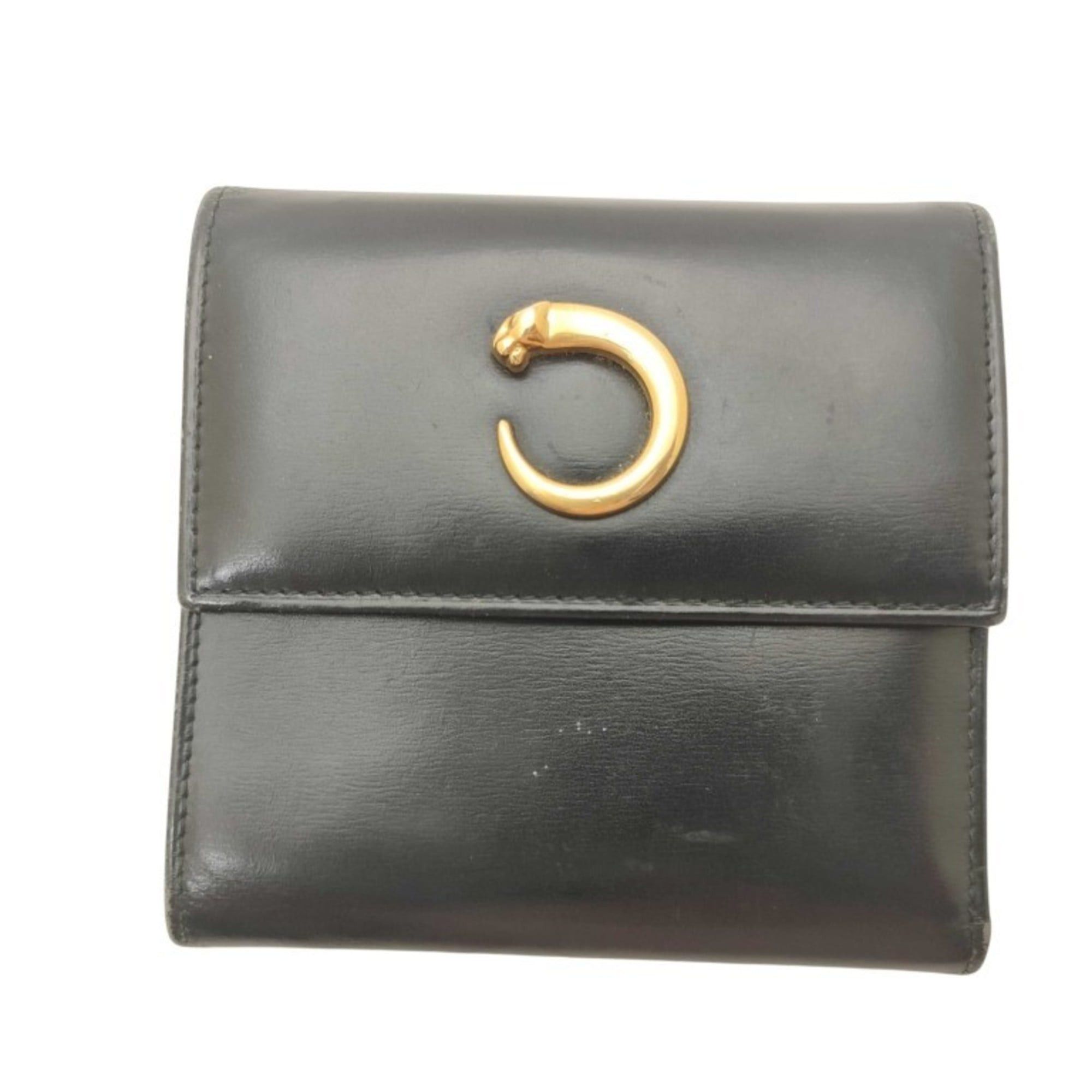 Cartier Cartier Panthère Black Leather Tri-fold Wallet for Women Size ONE SIZE - 1 Thumbnail