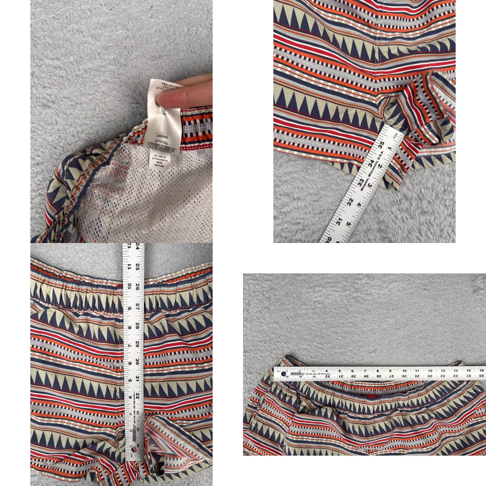 Patagonia Patagonia Shorts Womens Large Red Beige Baggies 2.5" Lined Southwest Pattern - Cotton Blend Nylon | 34" Waist | Activewear, Travel, Casual | Womens Size 36" / US 14 / IT 50 - 8 Thumbnail