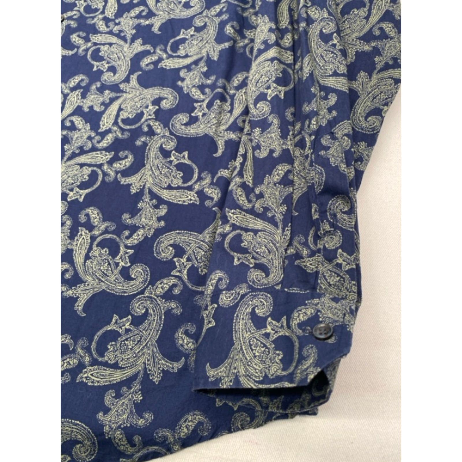 Alfani VINTAGE Alfani Long Sleeve Button Up Mens XL PBlue Paisley 100% Cotton Shirt 3867 Size US XL / EU 56 / 4 - 3 Thumbnail