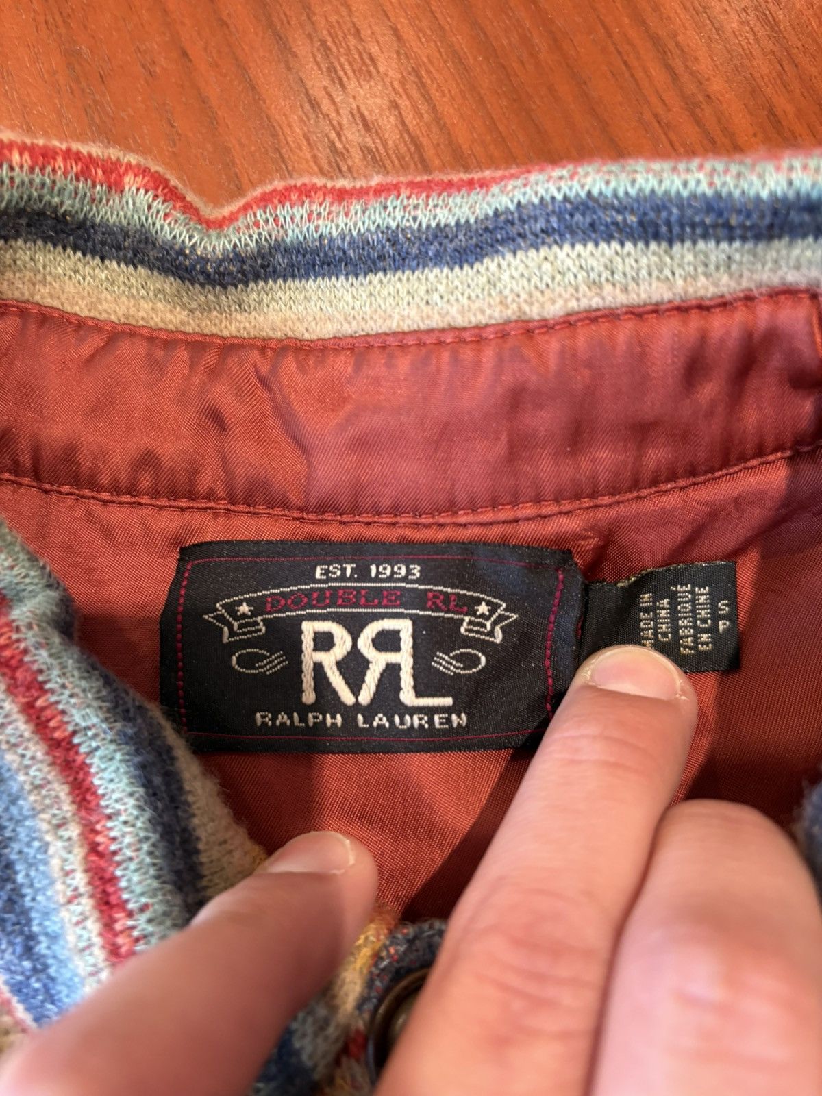 RRL DOUBLE RL RALPH LAUREN PATCHWORK KNIT SHIRT SMALL