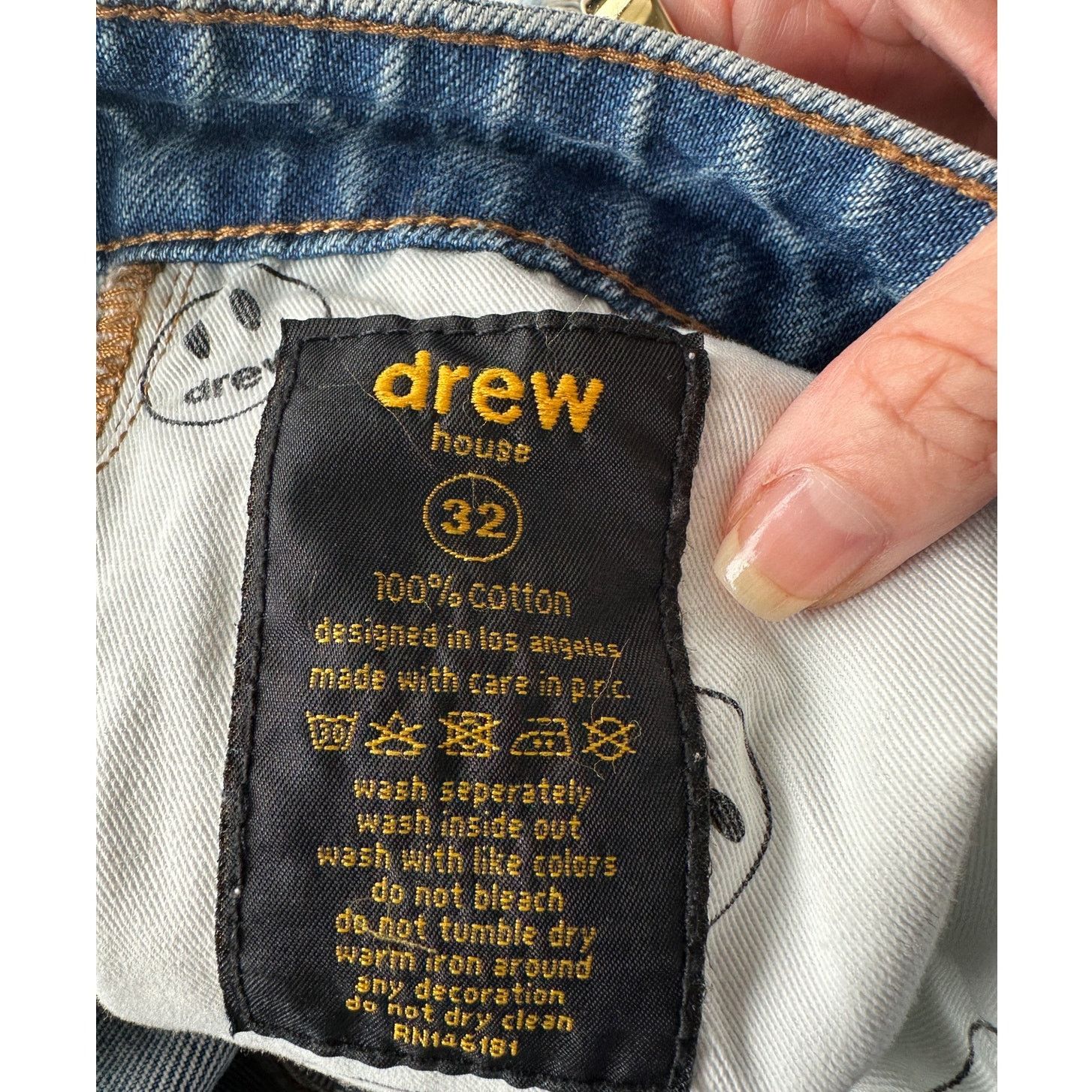 Drew House Drew House Distressed Jeans Blue Raw Hem Corduroy Patches 32 Size US 32 / EU 48 - 11 Thumbnail