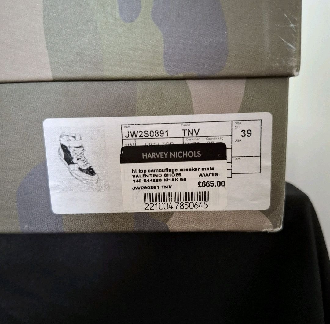 Valentino VALENTINO Camo Rockstud Green Leather High Top Sneakers Size US 7 / EU 40 - 10 Thumbnail