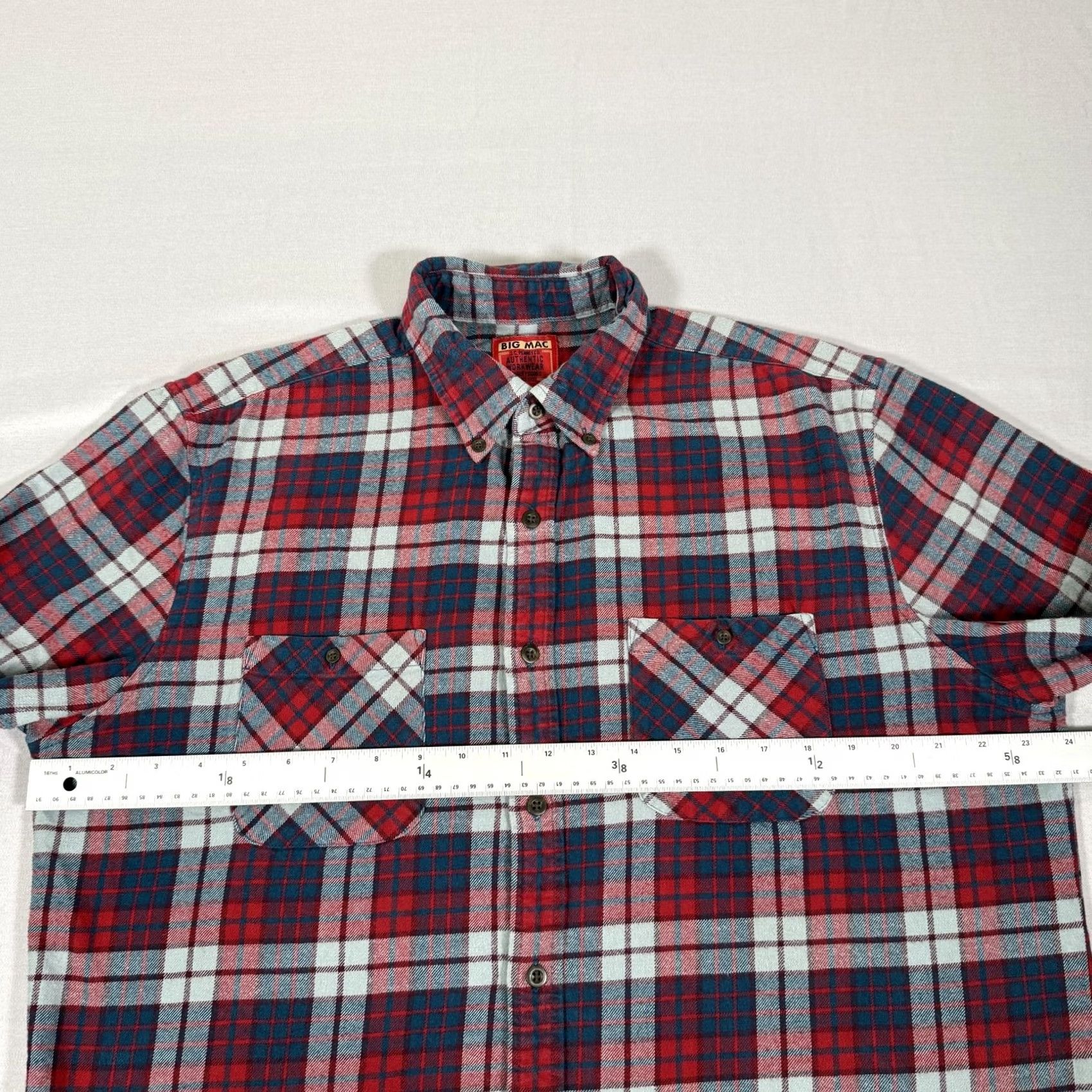 JCPenney VINTAGE Big Mac Shirt Mens Large Blue Red Flannel Plaid JC Penney Button Up 90s Size US L / EU 52-54 / 3 - 6 Thumbnail