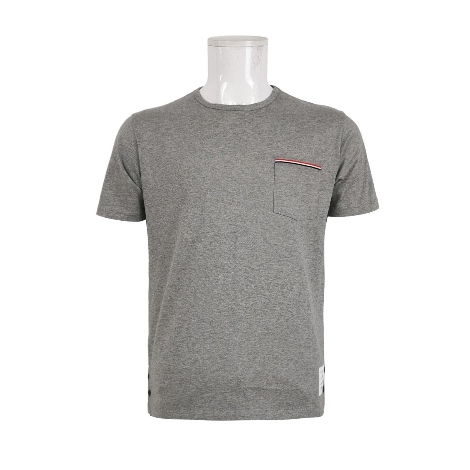 Thom Browne Thom Browne Gray Stripe Pocket Crewneck T-Shirt M Size US M / EU 48-50 / 2 - 1 Thumbnail