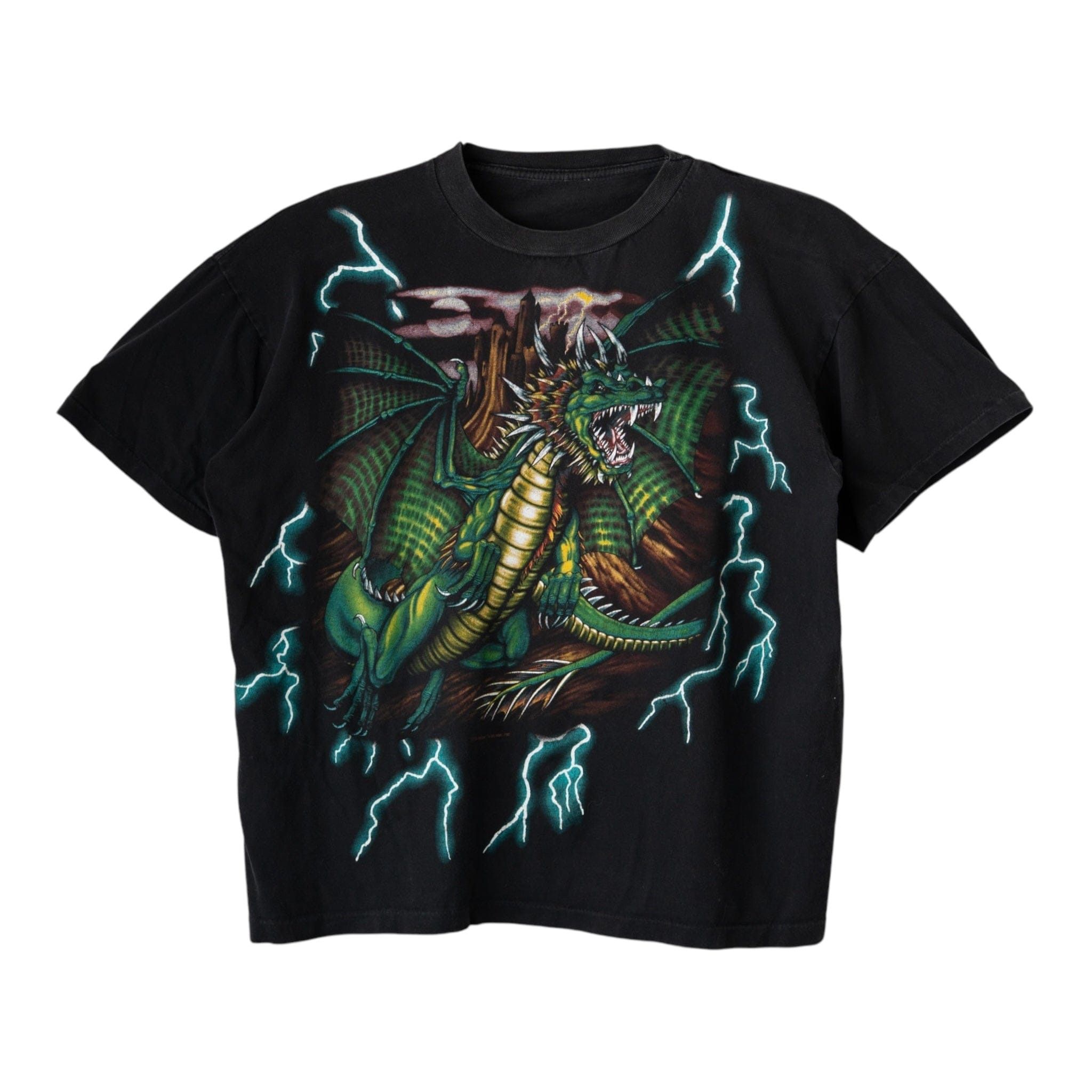 Vintage American Thunder Dragon Logo Short Sleeve Tee Shirt Black M Size US L / EU 52-54 / 3 - 1 Thumbnail
