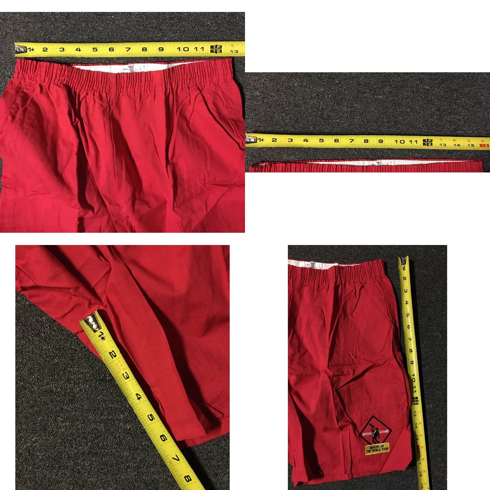 Vintage VINTAGE Bryan Adams Waking Up The World Tour Shorts S USA Rock Concert Bon Jovi Mens L Red 90s USA Rock Vintage Shorts Size US 33 - 8 Thumbnail