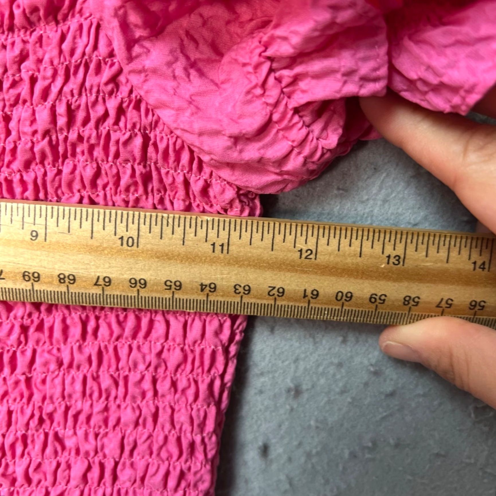 Zara Zara XS Pink Smocked Puff Sleeve Mini Dress W/ Ruffle Hem, Square Neck, Short Sleeve, Polyester, Solid, Casual, Womens, Mini Dress Size XS / US 0-2 / IT 36-38 - 5 Thumbnail