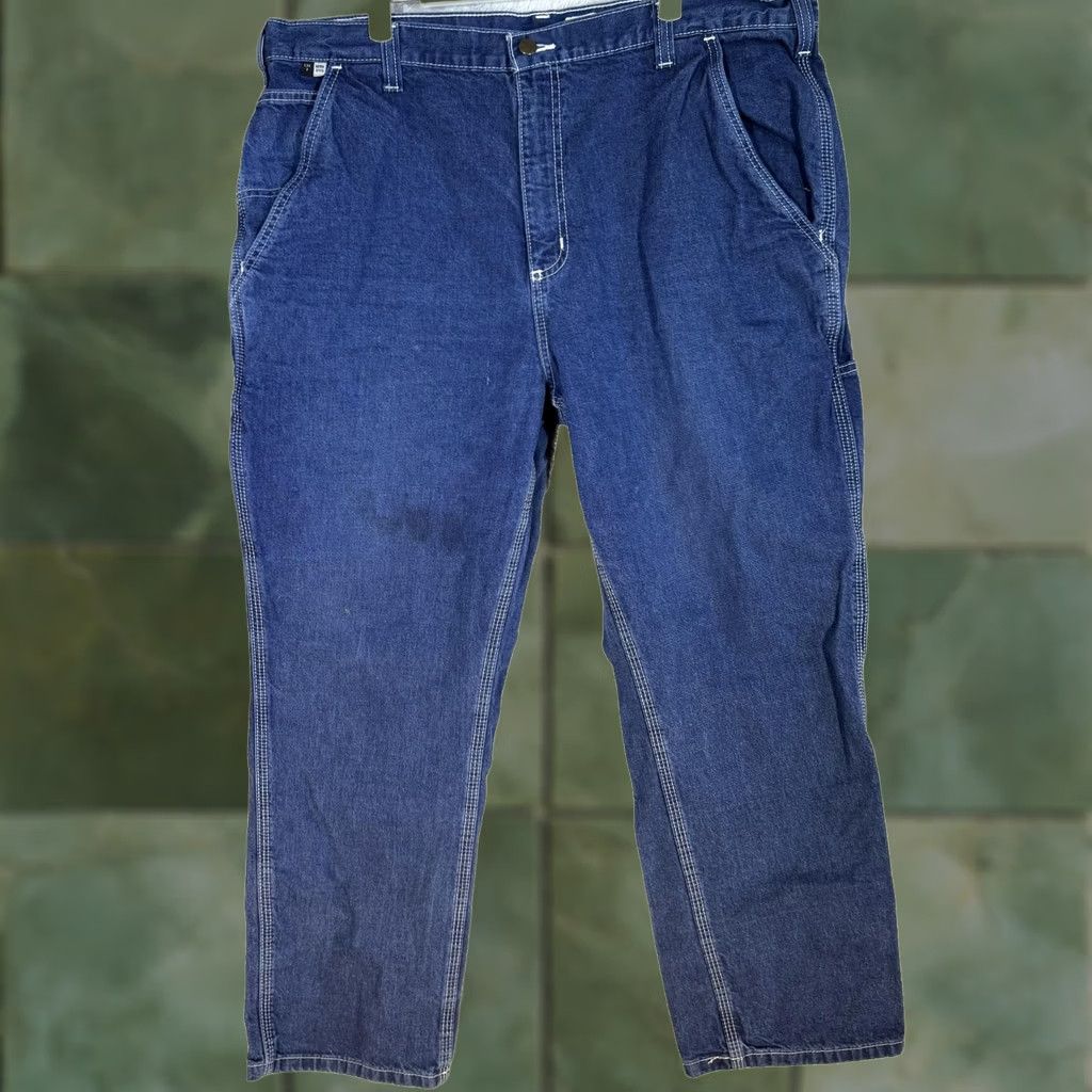 Carhartt VINTAGE Carhartt FR Jeans Mens 40x30 Blue Flame-Resistant Denim Carpenter Workwear Jeans Mens Size US 40 / EU 56 - 1 Thumbnail