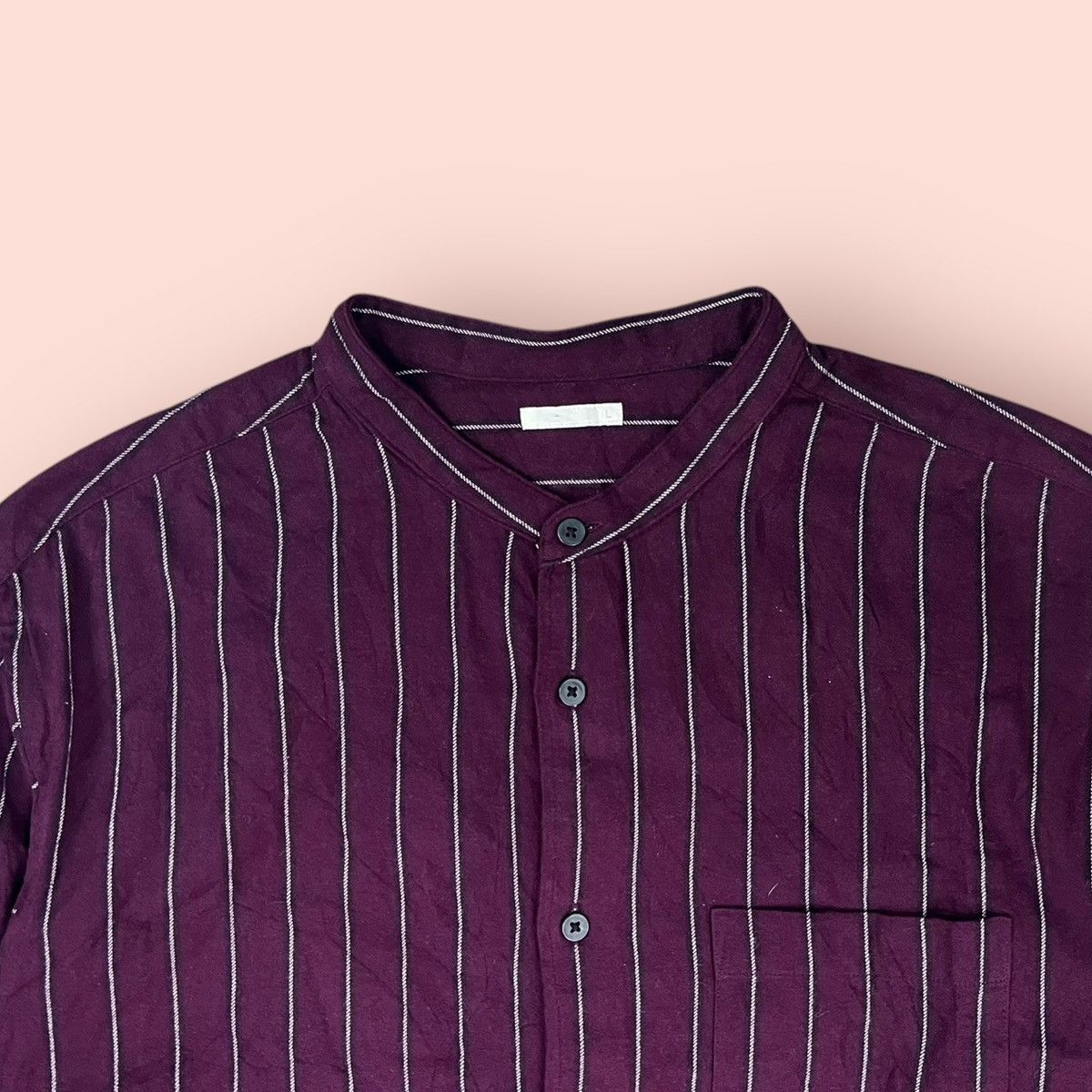 GU × Japanese Brand × Jun Takahashi VINTAGE GU PURPLE STRIPED SOFT FLANNEL STAND COLLAR Size US L / EU 52-54 / 3 - 14 Thumbnail