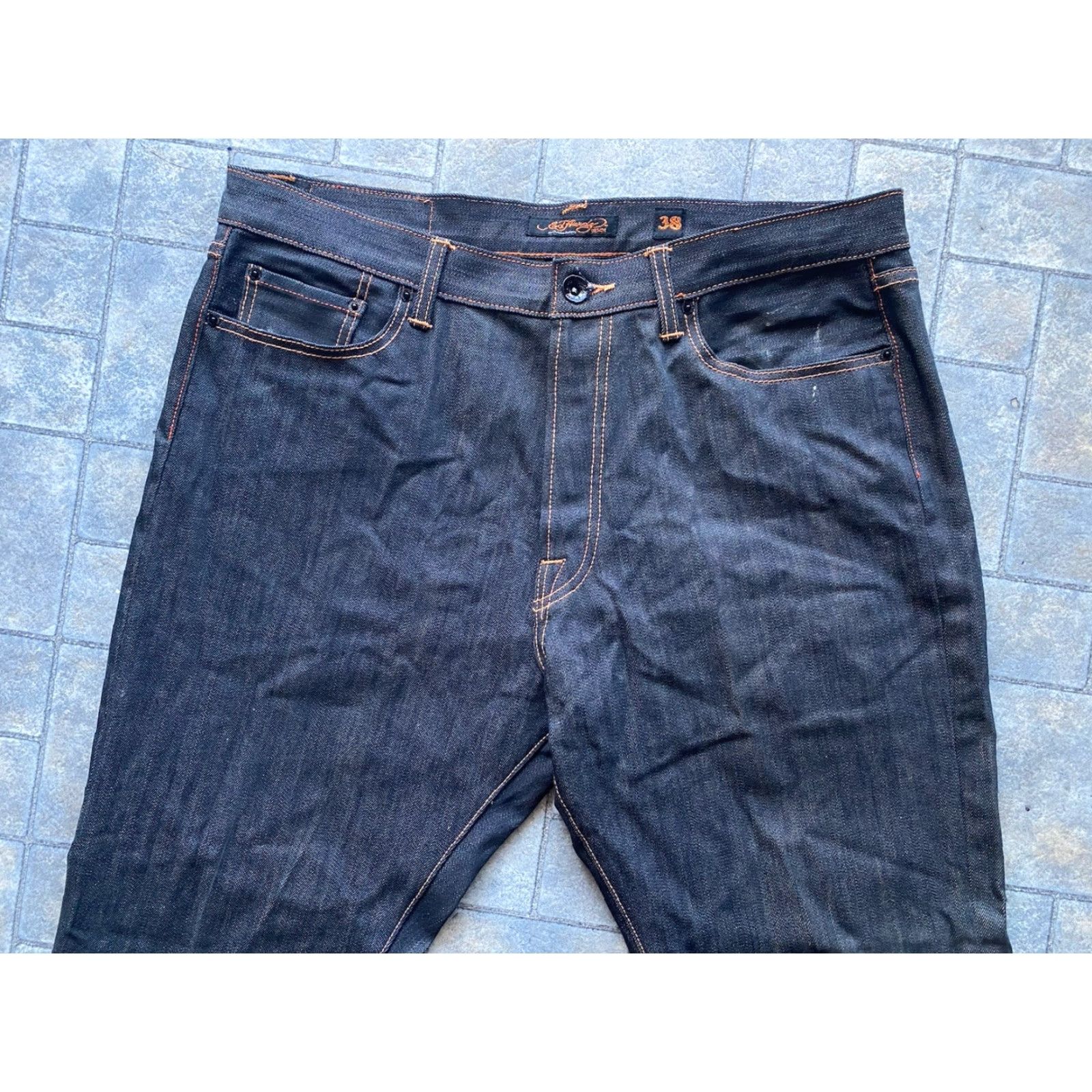 Ed Hardy Ed Hardy Jeans Mens 38x34 Regular 2009 Blue Cotton Spandex Button Closure Straight Jeans Pants Size US 38 / EU 54 - 4 Thumbnail