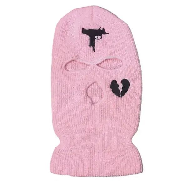 VIBE Embroidered Balaclava Ski Mask Head Facemask Pink Color Size ONE SIZE - 7 Thumbnail