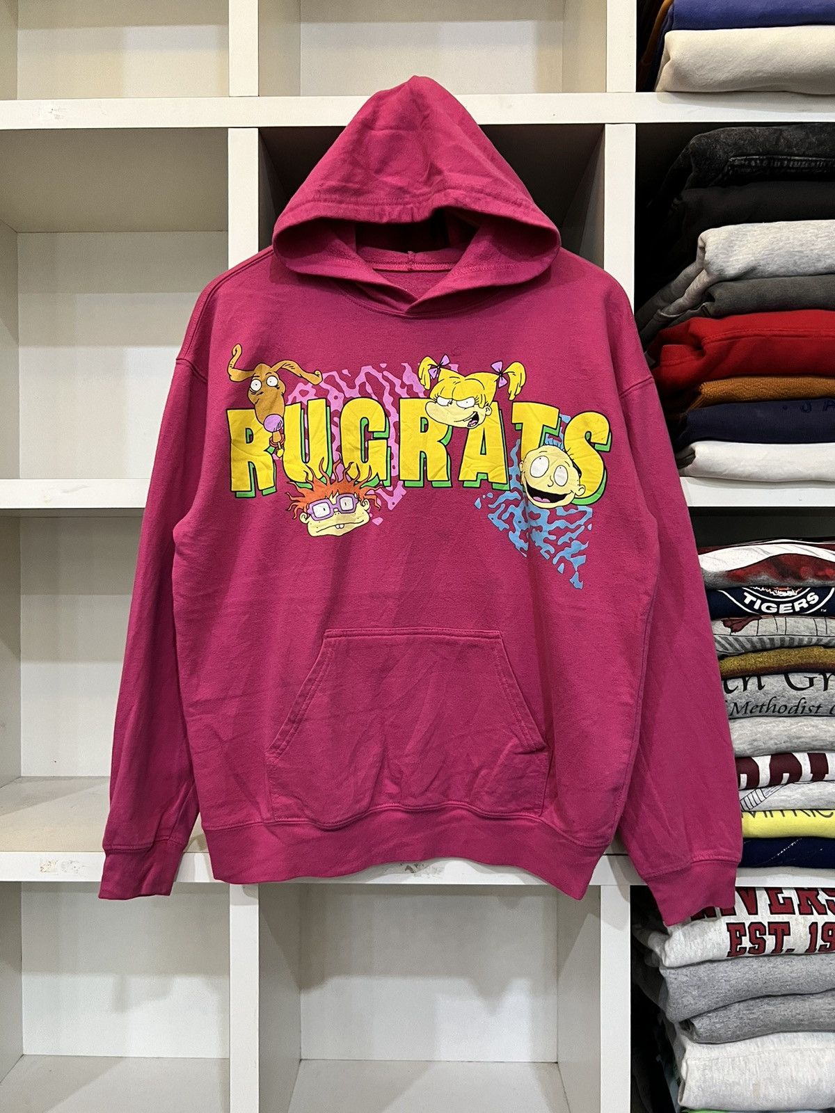 image of Cartoon Network x Vintage Rugrats Nickelodeon Hoodies in Pink, Women's (Size Medium)
