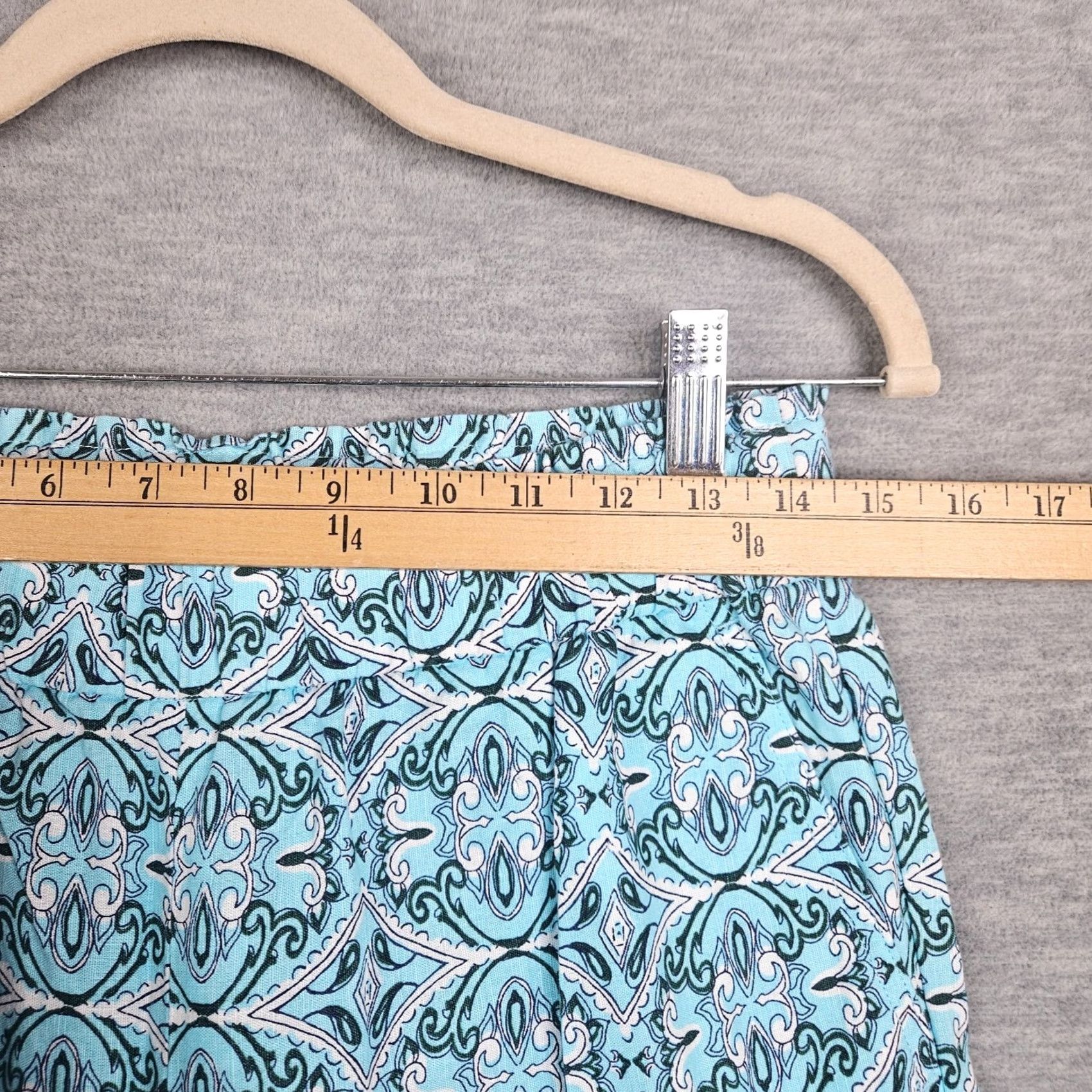 Talbots Talbots Women's Pants Cropped Floral Cotton Linen Wide-Leg Pull On Sz S Blue Spring Summer Vintage: No Size 28" / US 6 / IT 42 - 3 Thumbnail