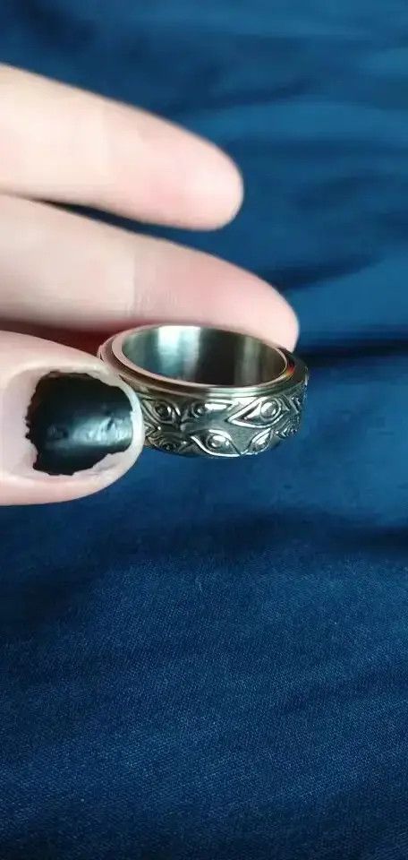 Other Silver Color The Eyes Engraved Ring (Size 7-13) Size ONE SIZE - 1 Thumbnail