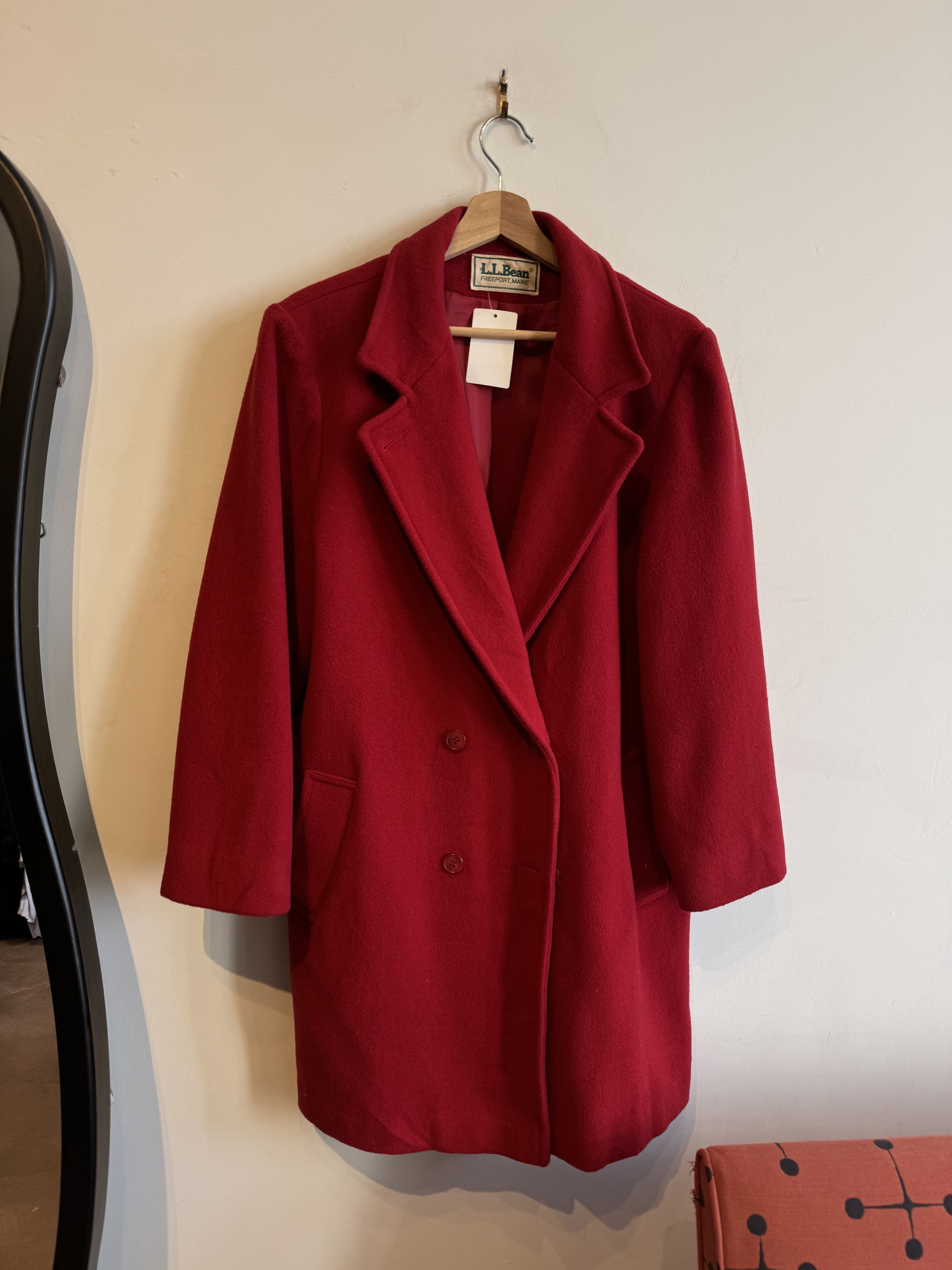 L.L. Bean 90s LL Bean Red Wool Trench Coat Size XL / US 12-14 / IT 48-50 - 1 Thumbnail