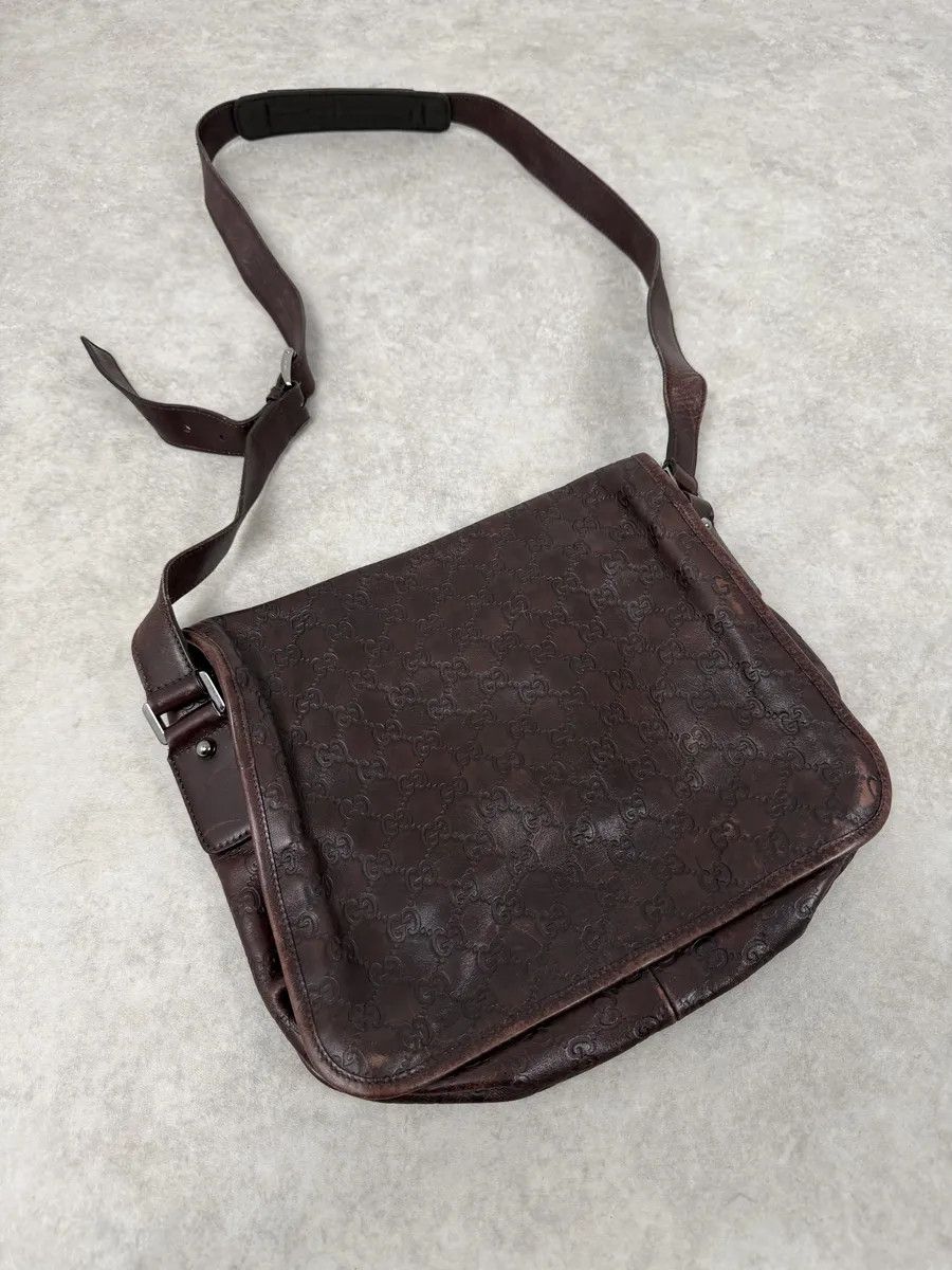 Gucci 2000s Gucci Monogramm G Brown Leather Shoulder Bag Size ONE SIZE - 8 Thumbnail