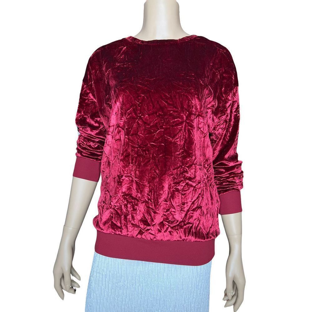 Zara Zara velvet sweatshirt top burgundy S (303/2) Size S / US 4 / IT 40 - 5 Thumbnail