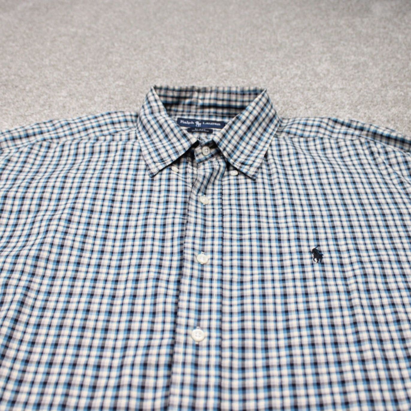 Ralph Lauren Ralph Lauren Button-Up Shirt Mens XL Blue/Black/White Cotton Long Sleeve Button-Down Starched? (keep original words) Size US XL / EU 56 / 4 - 4 Thumbnail