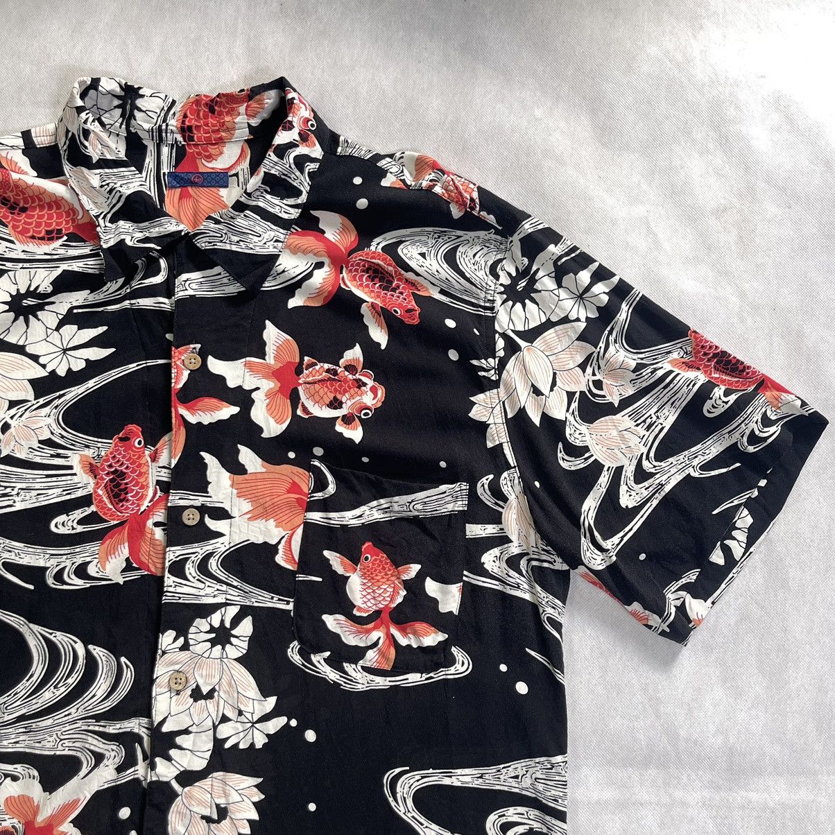 Japanese Brand Rare! Japanese Koi Fish Sakura Rayon Shirt Size US XXL / EU 58 / 5 - 3 Thumbnail