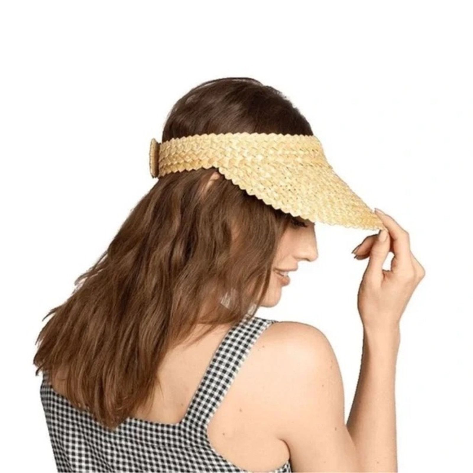 Beach Riot straw visor ANTHROPOLOGIE BEACH RIOT Tan Woven Straw $78 Visor Wide Hat main image 3