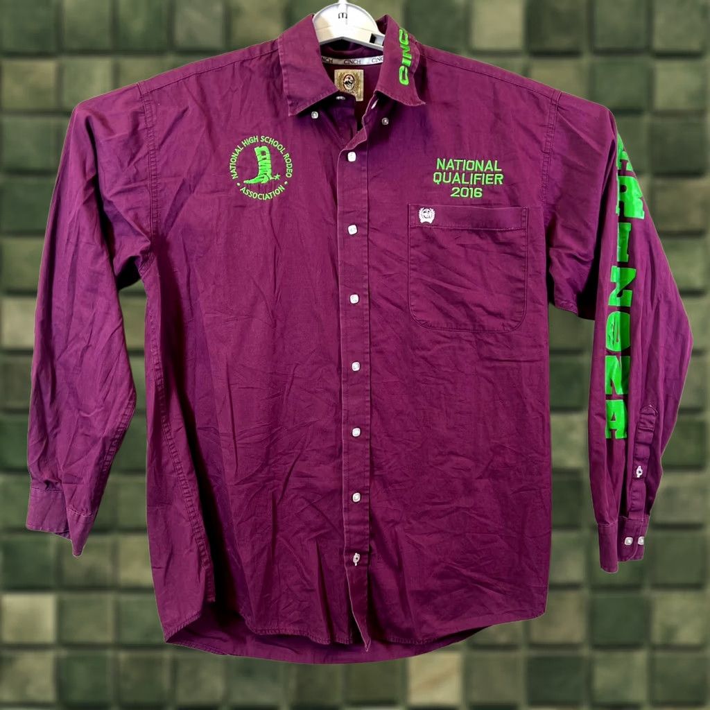 Vintage Cinch National High School Rodeo National Qualifier Shirt Mens S Purple Casual Shirt Size US S / EU 44-46 / 1 - 1 Thumbnail