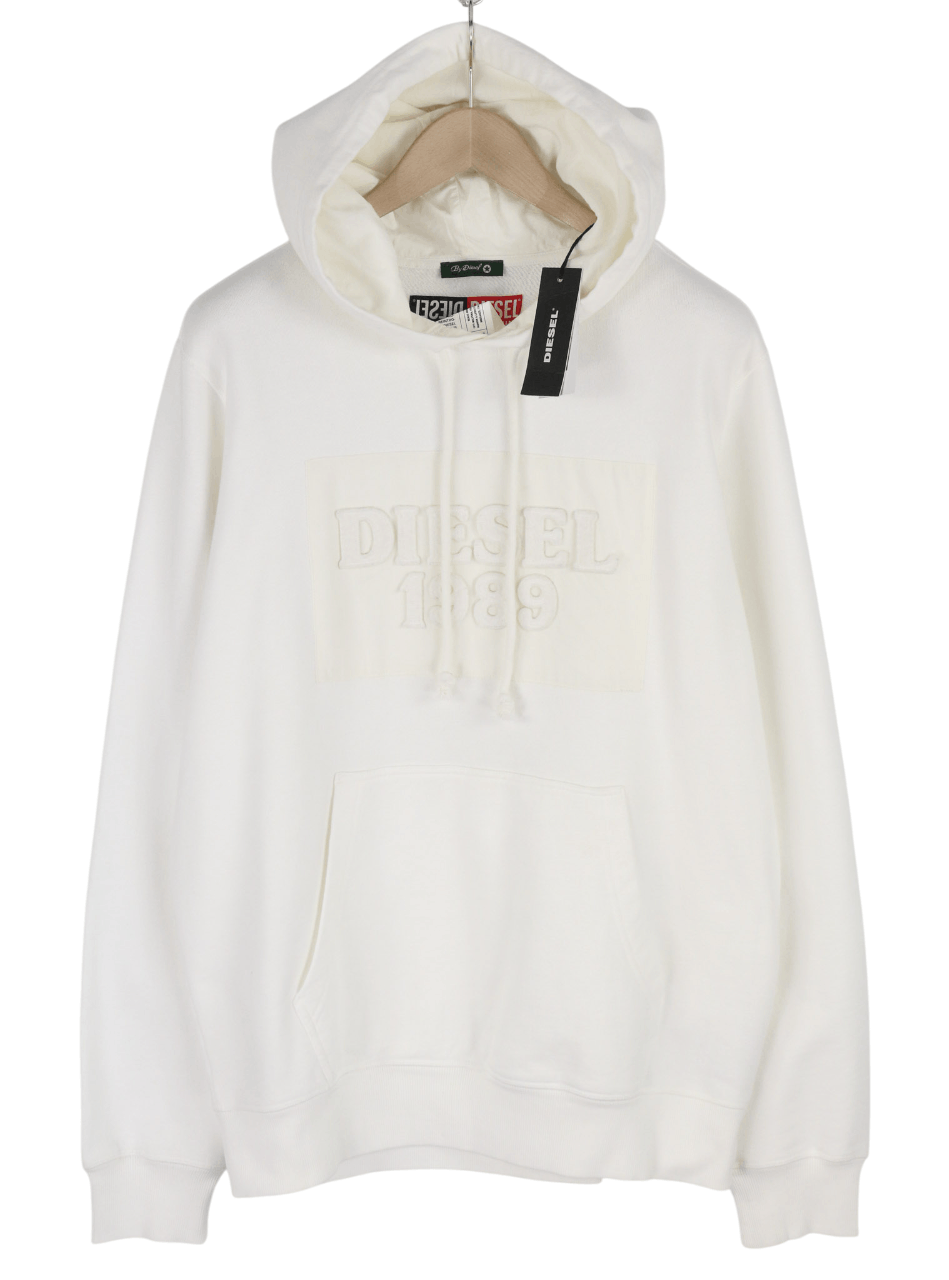 Diesel D4D-21 Men Hoodie L White Cotton Pullover Kangaroo 40101 Size US L / EU 52-54 / 3 - 1 Thumbnail