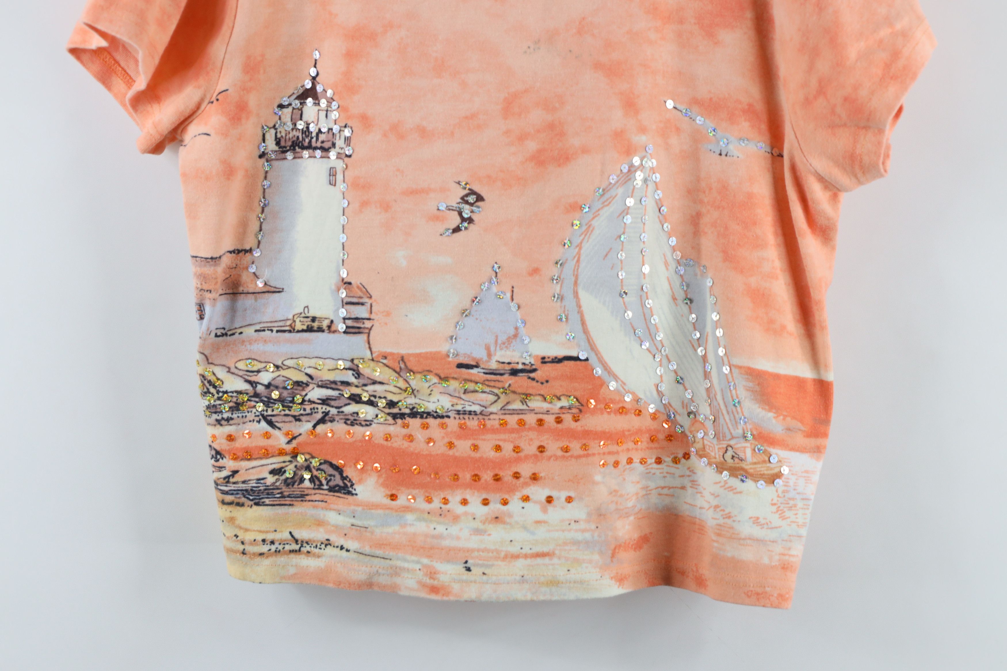 Vintage Vintage 90s Streetwear Beach All Over Print Cropped T-Shirt Size L / US 10 / IT 46 - 3 Thumbnail