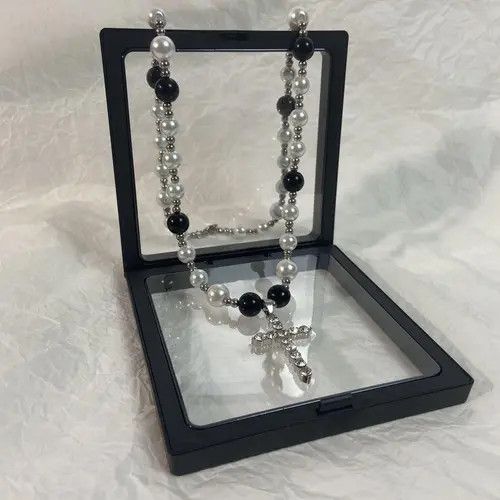 VIBE Cross Stacked Beaded Necklace, Cross Layered Necklace Size ONE SIZE - 2 Thumbnail