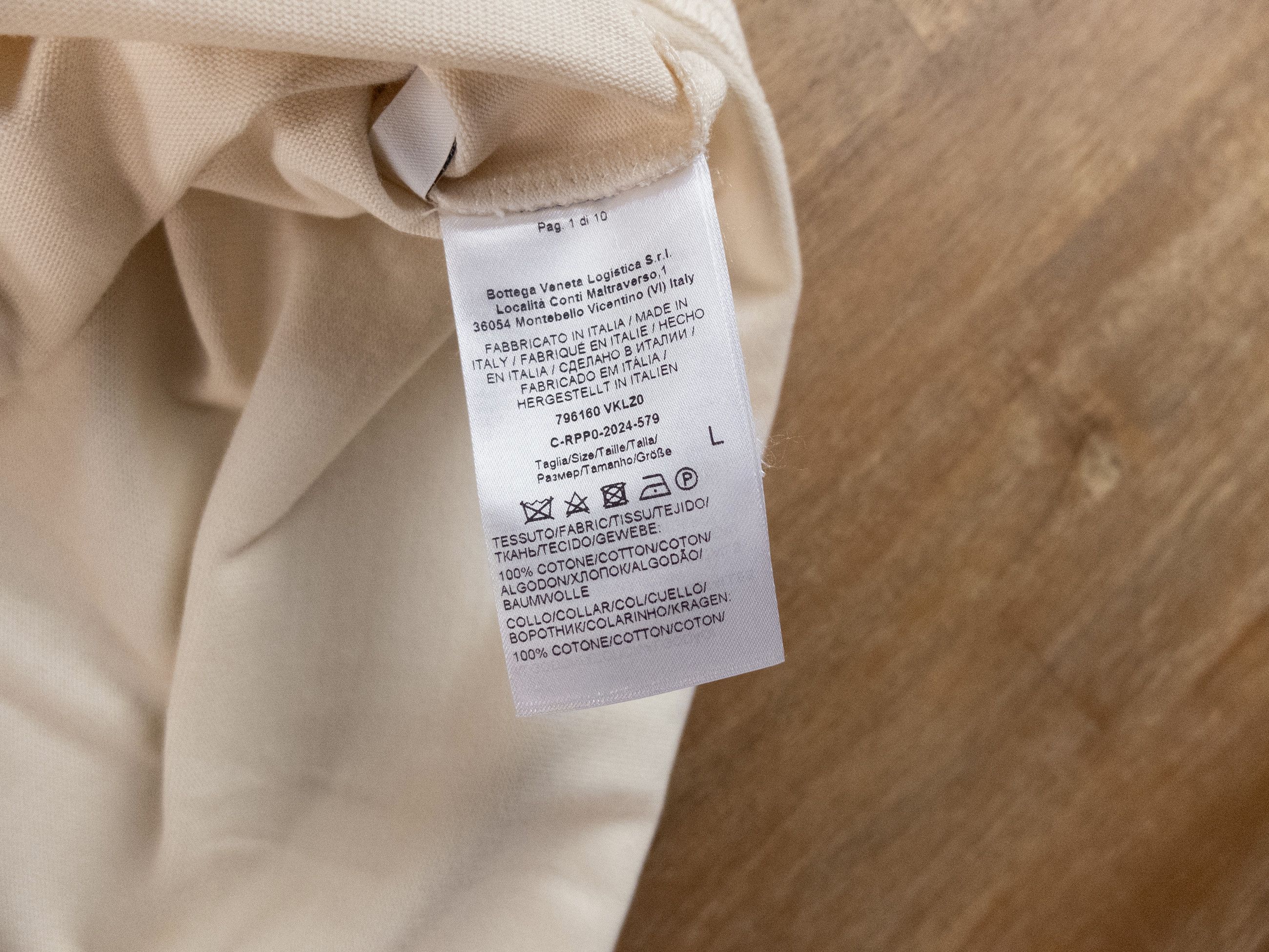 Bottega Veneta BOTTEGA VENETA cream Japanese jersey oversize crop t-shirt q Size L / US 10 / IT 46 - 11 Thumbnail