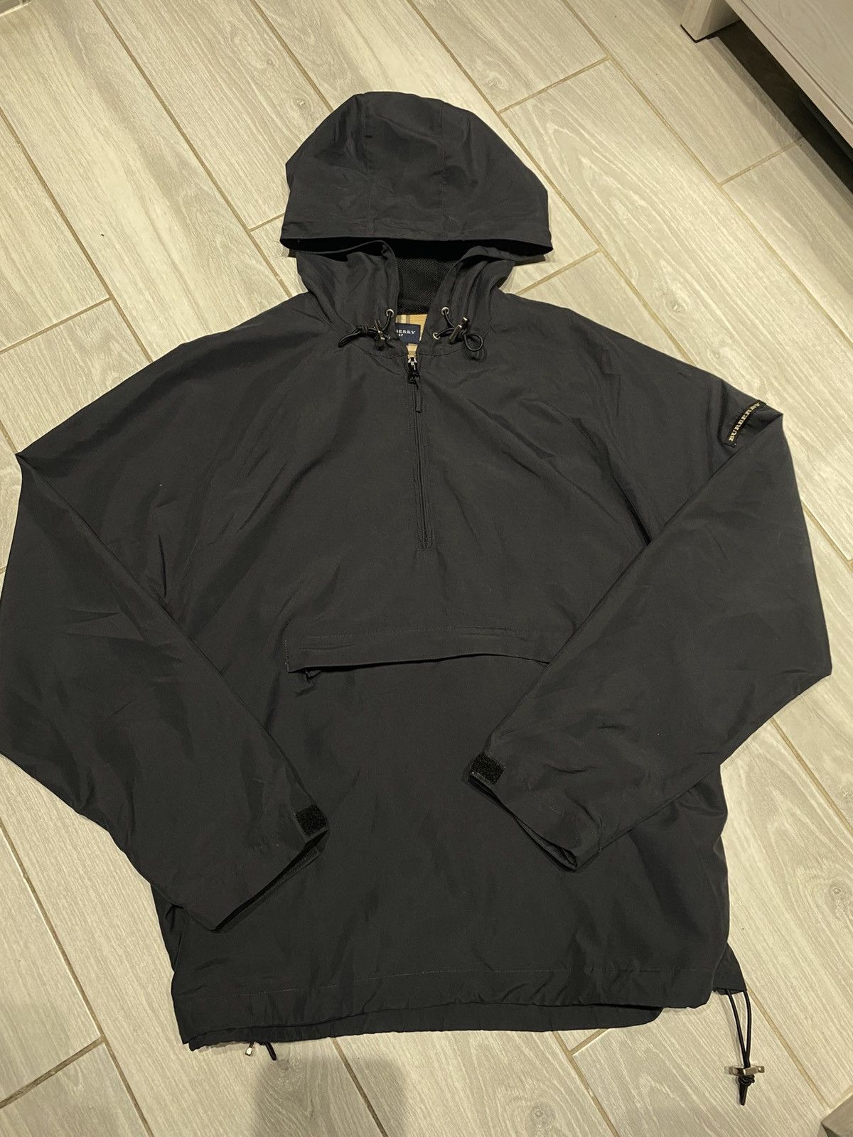 Burberry Golf Anorak Quarter Zip Hoodie Jacket Black