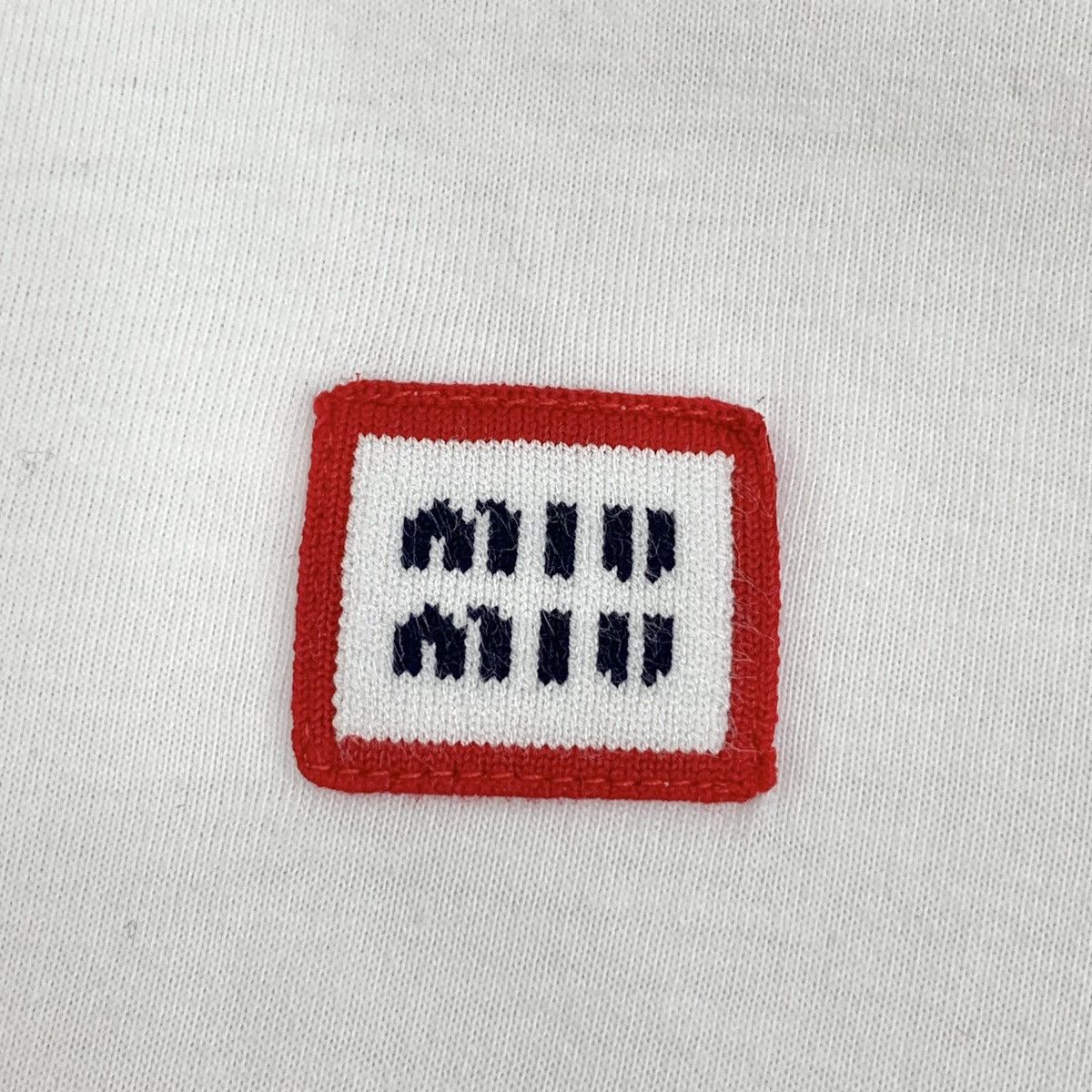 Miu Miu Miu Miu 2022 White Logo Intarsia Short Sleeve T-shirt K26WX Size M / US 6-8 / IT 42-44 - 5 Thumbnail