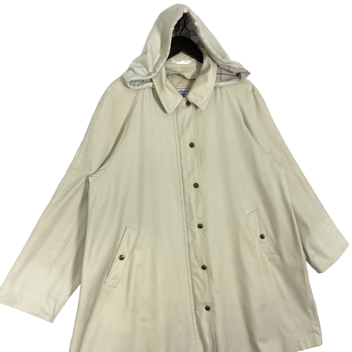 Burberry Vintage 90s Burberrys Trench Coat Hoodie Button Up Jacket Size US L / EU 52-54 / 3 - 5 Thumbnail