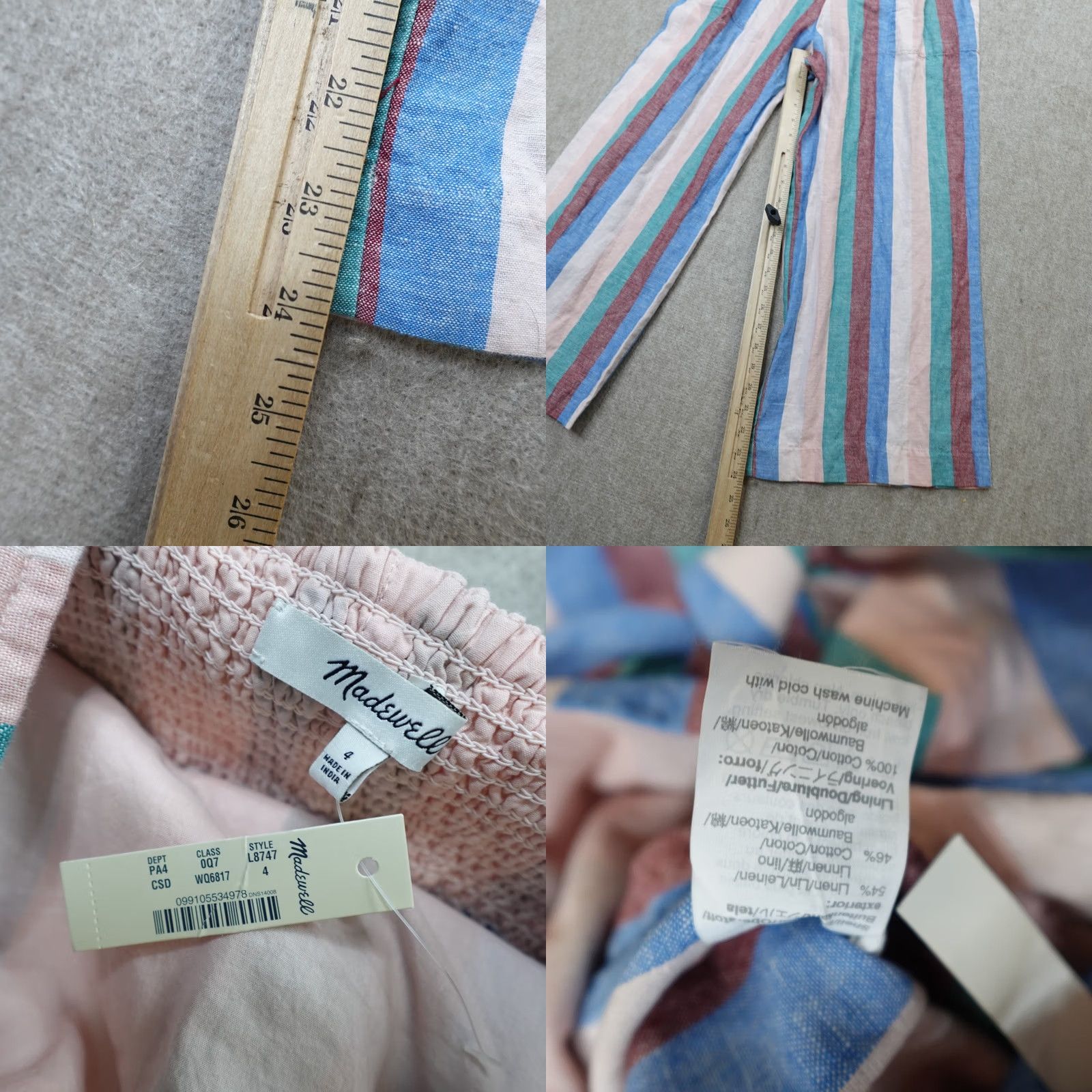 Madewell Madewell Jumpsuit Womens 4 Flagstaff Stripe Linen Cotton L8747 NEW Size 27" / US 4 / IT 40 - 8 Thumbnail