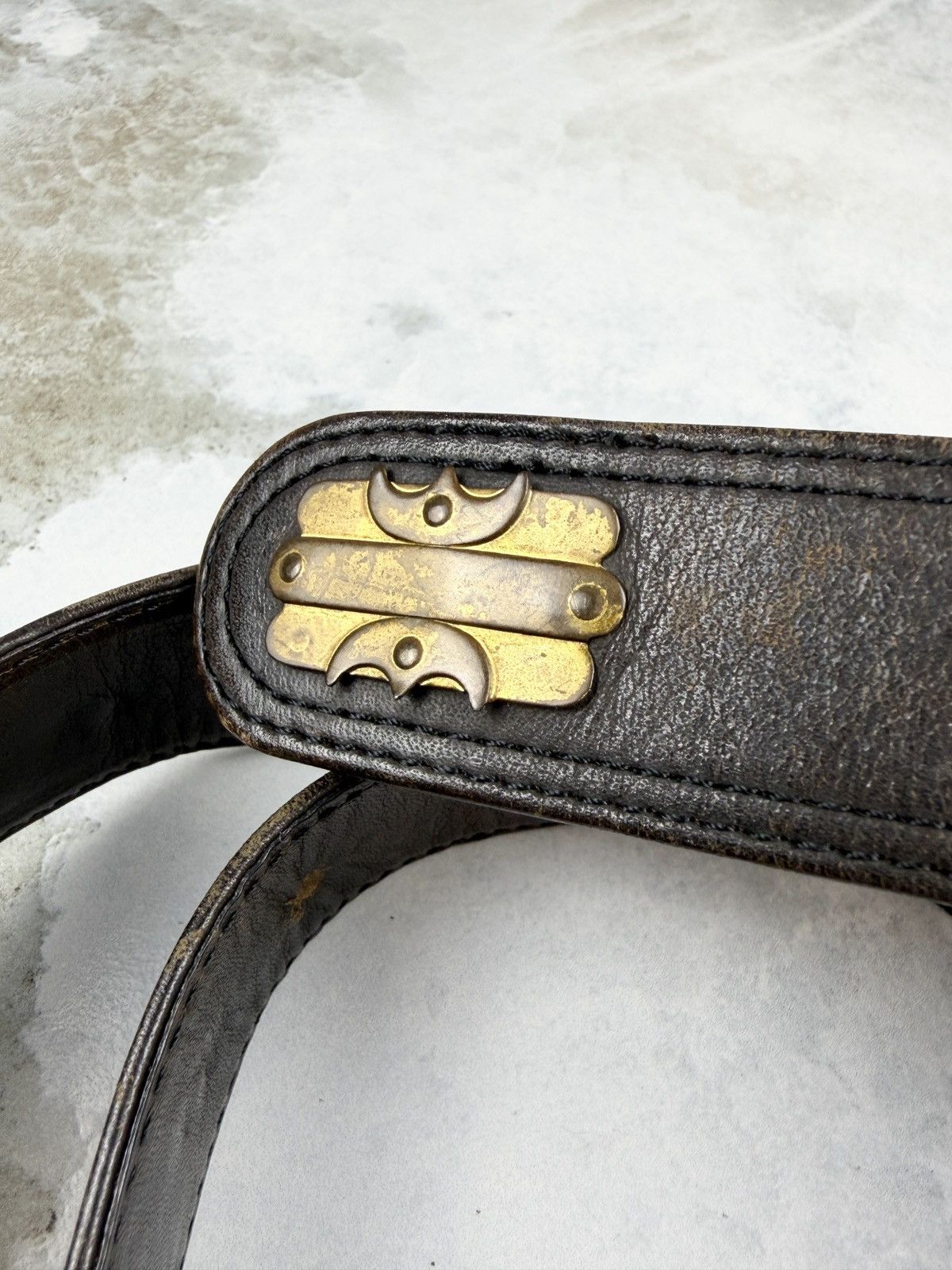 Comme des Garcons Comme des Garcons Gold Metal Embellished Leather Belt Brown Size ONE SIZE - 5 Thumbnail