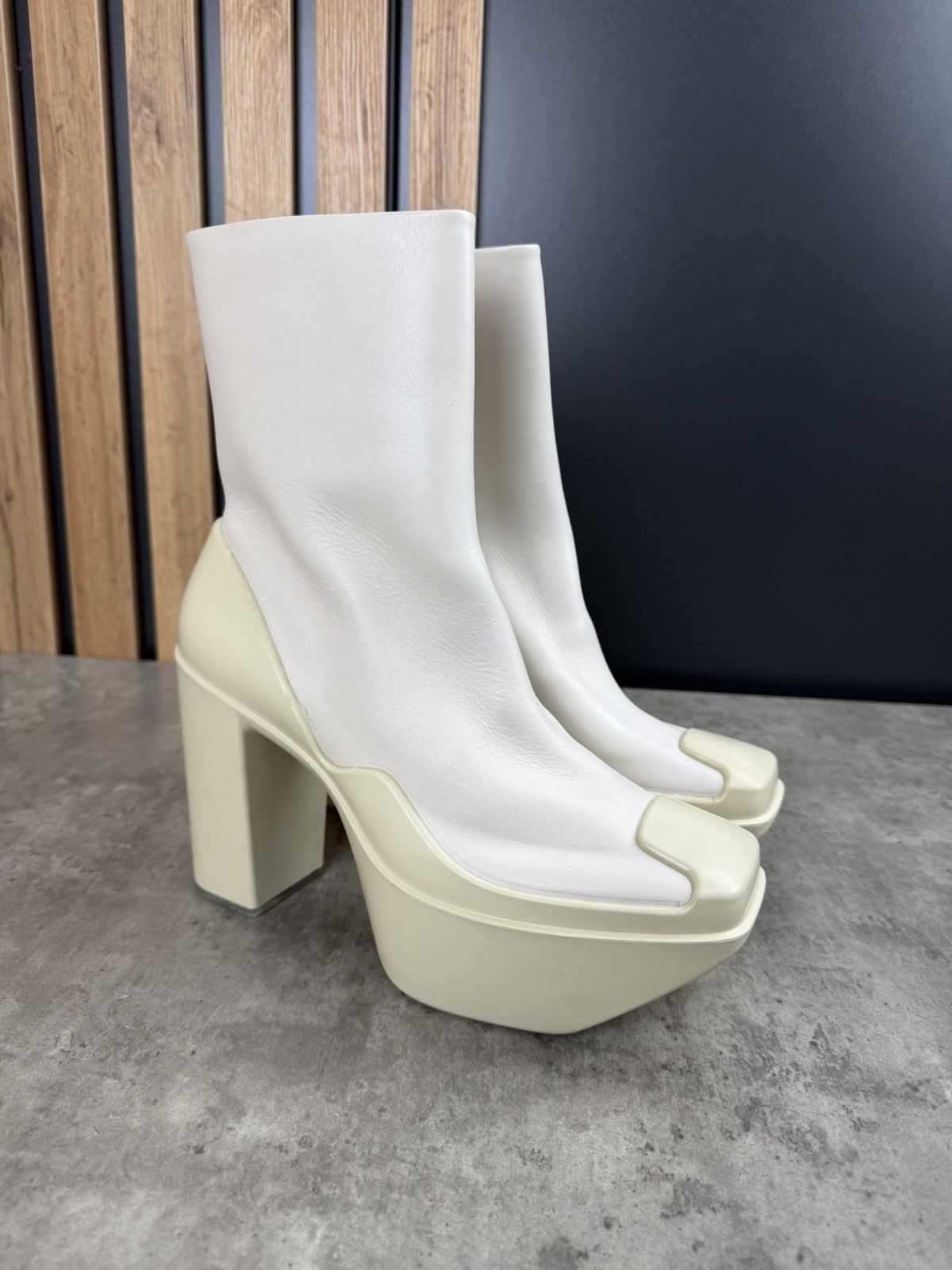 Peter Do at.kollektive x Peter Do Leather Platform Ankle Boots White Size US 10 / IT 40 - 1 Thumbnail