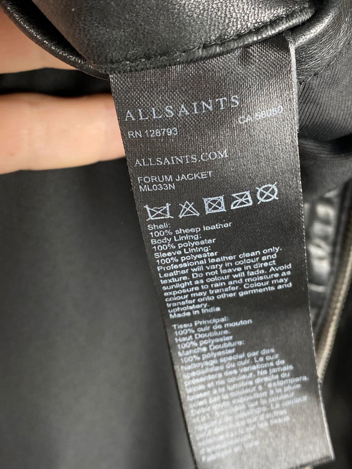 Allsaints Forum Jacket Genuine Leather Collared size M