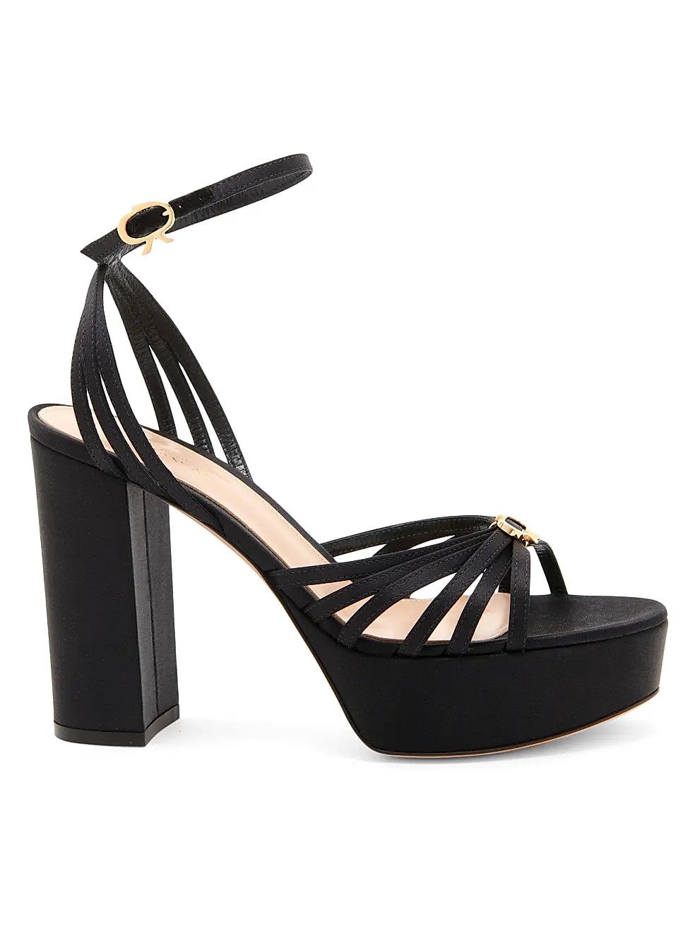 os11x0126 100mm Crepe Satin Platform Sandals in Black