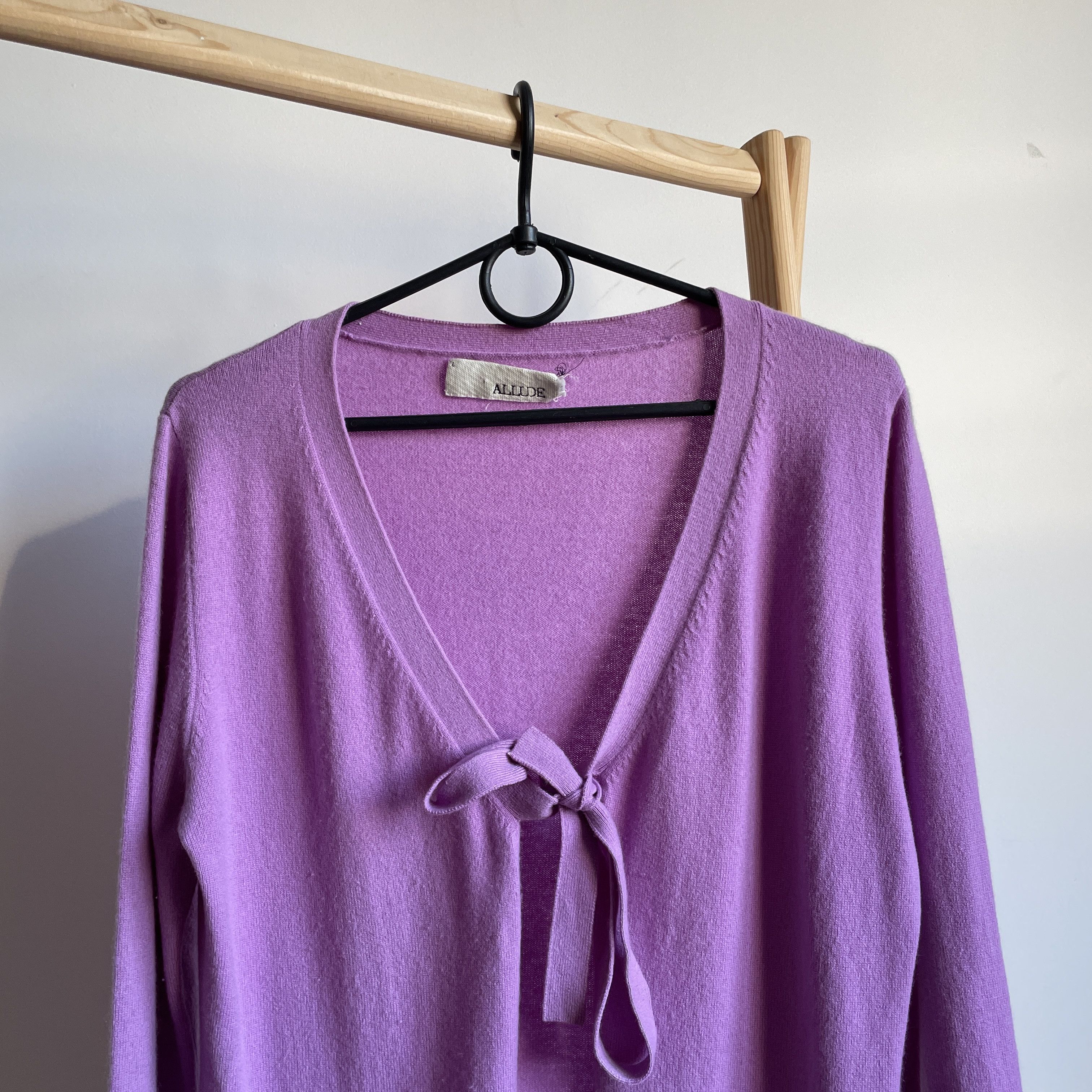 Allude Allude Womens Tie Front Cashmere Cardigan Size L Size L / US 10 / IT 46 - 3 Thumbnail