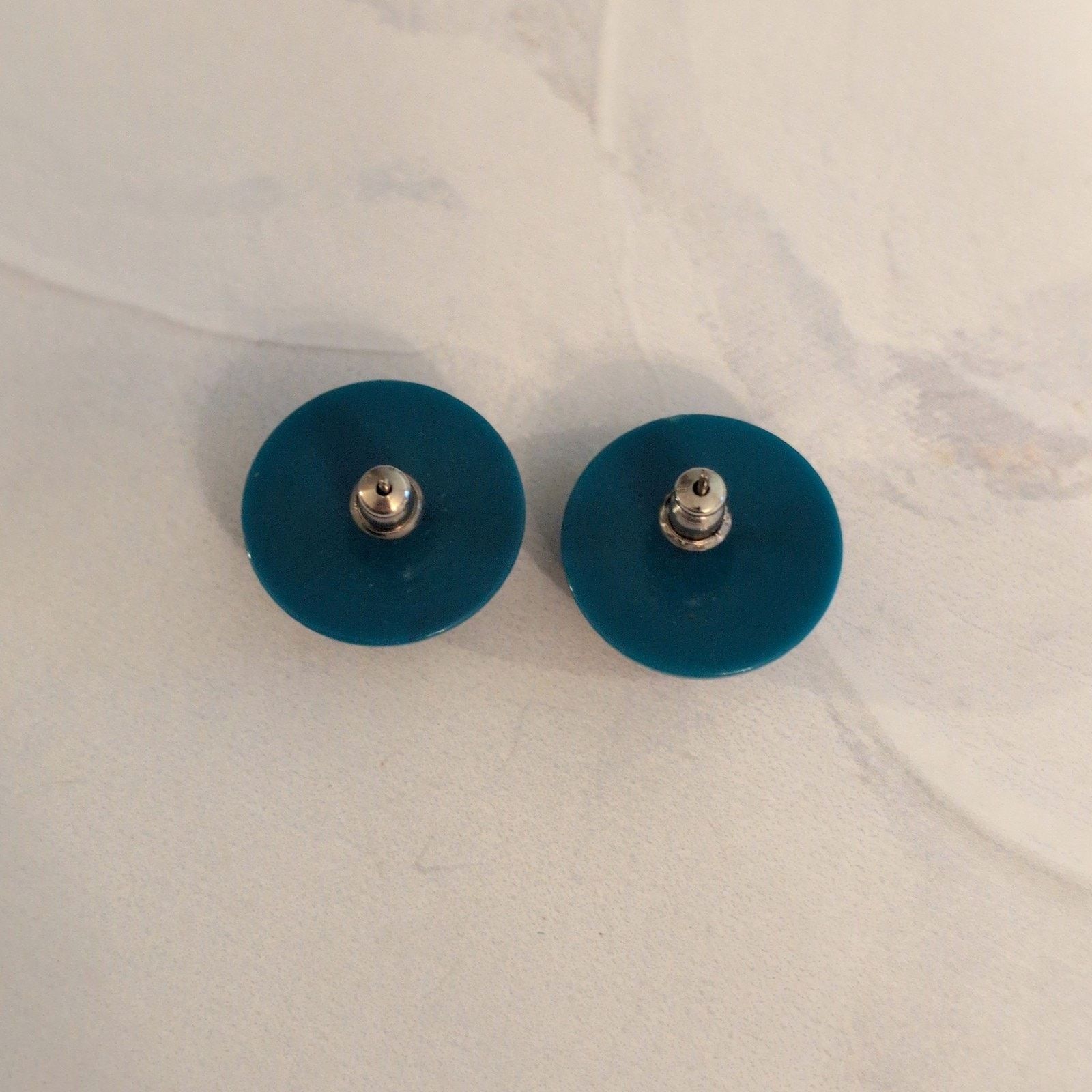 Vintage VTG 1980s Cute As a Button Teal Blue Pierced Post Earrings Size ONE SIZE - 5 Thumbnail