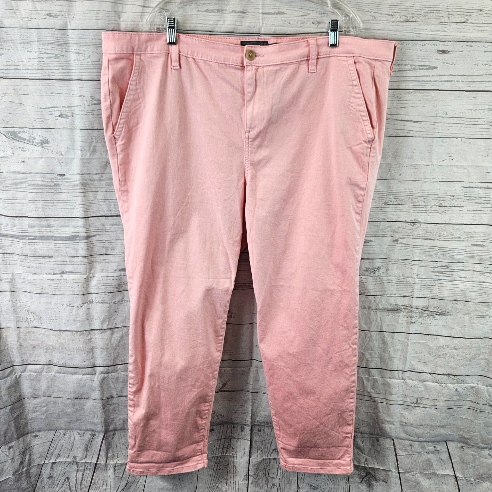 Torrid Torrid Womens Twill Chino Crop Pants Sz 22 Pink High Rise Cotton Blend Size 40" / US 18 - 2 Thumbnail