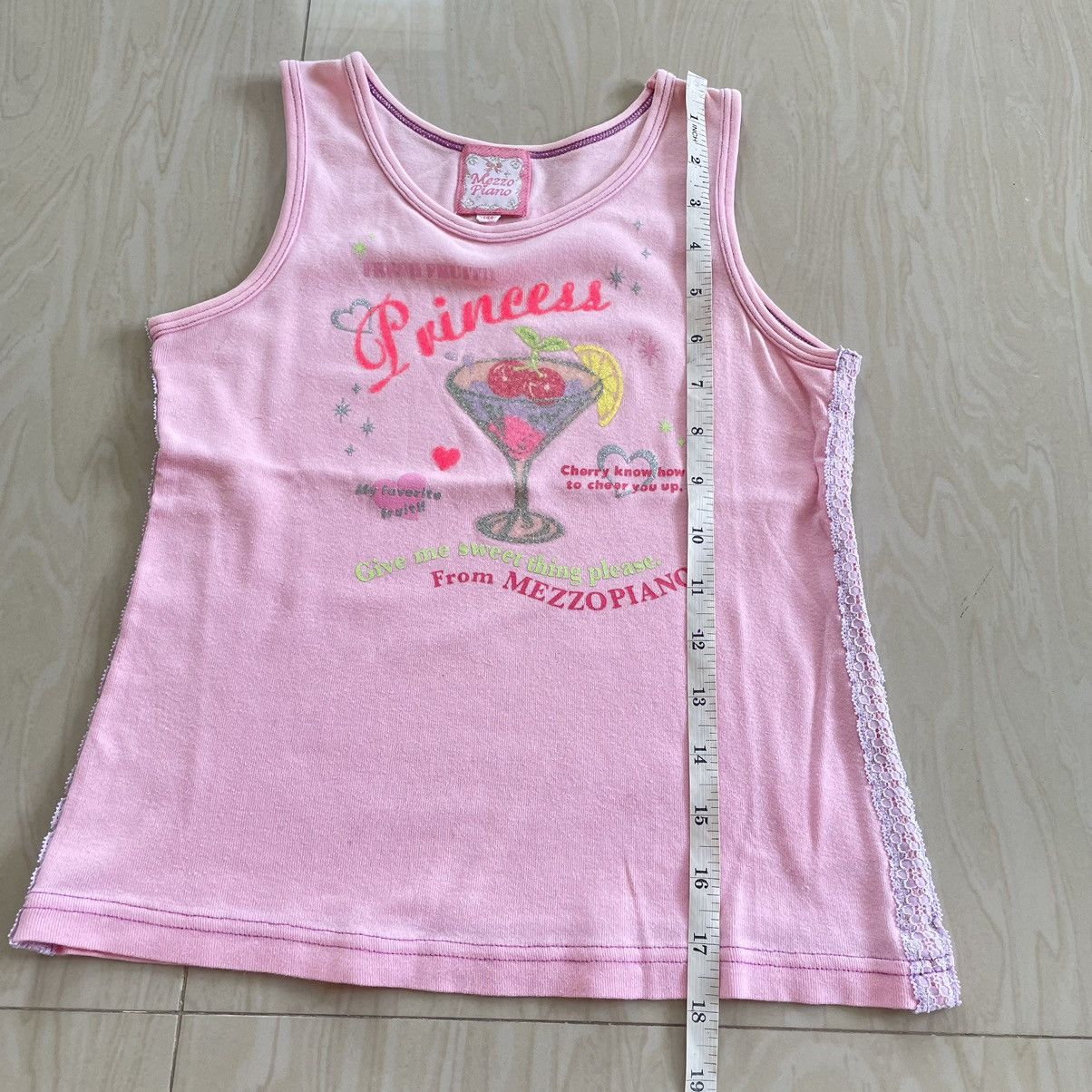 Japanese Brand Mezzo piano cherry pink tank top Size ONE SIZE - 5 Thumbnail