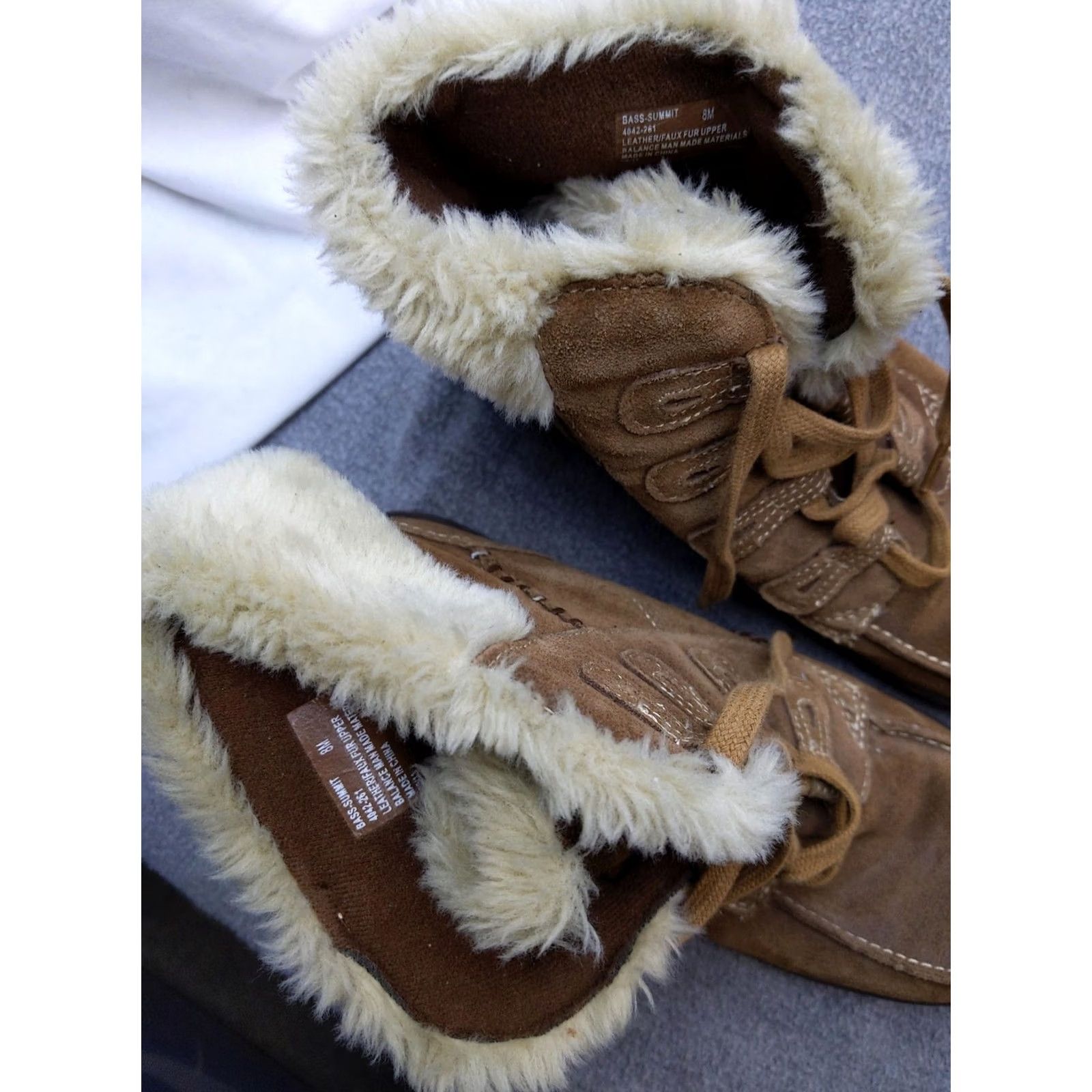 Vintage Bass Summit Snow Boots Womens Size 8 39 Brown Suede Faux Fur Ankle Lace Up Size US 8 / IT 38 - 5 Thumbnail