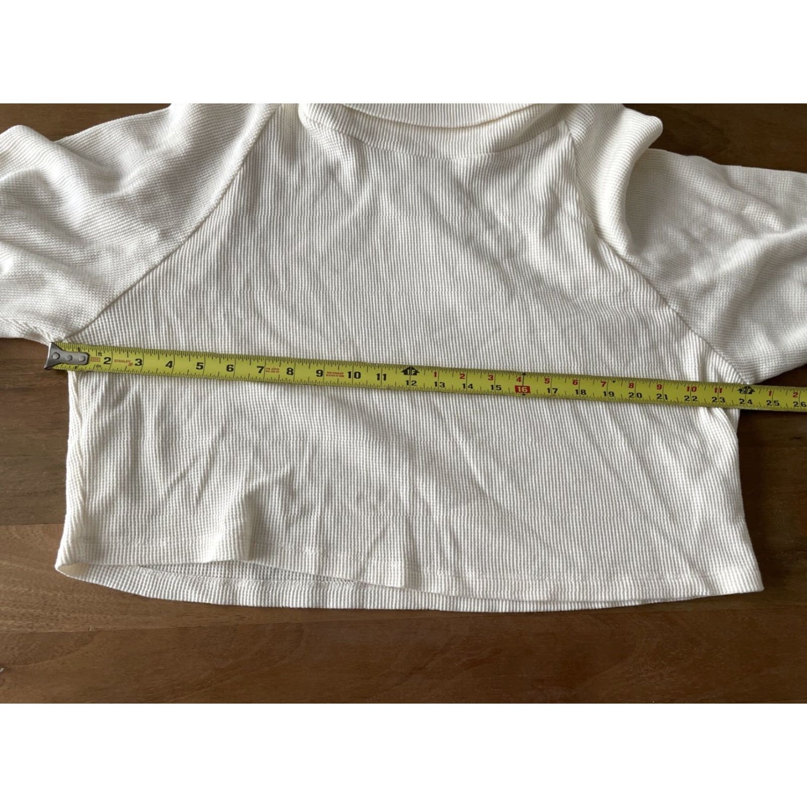 Vintage Pilcro Sweater Women M Ivory Waffle Knit Turtleneck Cropped Dolman Sleeve Pullover Size M / US 6-8 / IT 42-44 - 7 Thumbnail