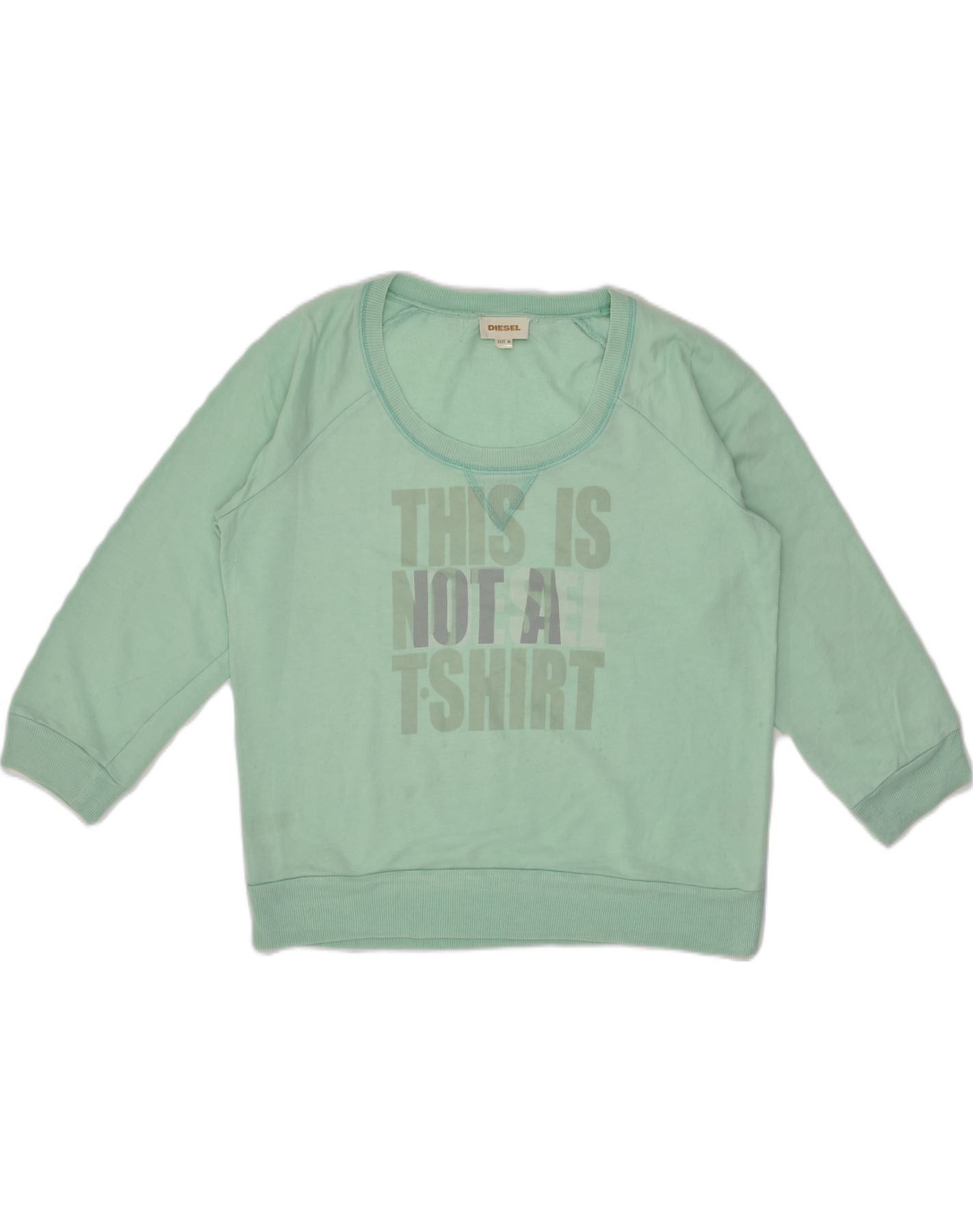 Diesel Womens Graphic Hoodie Jumper UK 14 Medium Green Polyester Size L / US 10 / IT 46 - 1 Thumbnail