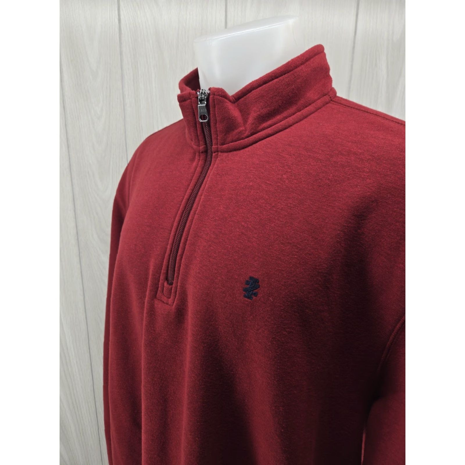 Izod VINTAGE Izod Sweater Mens 2XLT Tall Advantage 1/4 Zip Fleece Pullover Knit Mock Neck Red Cotton Polyester Solid 80s 90s Mens Size US XXL / EU 58 / 5 - 4 Thumbnail