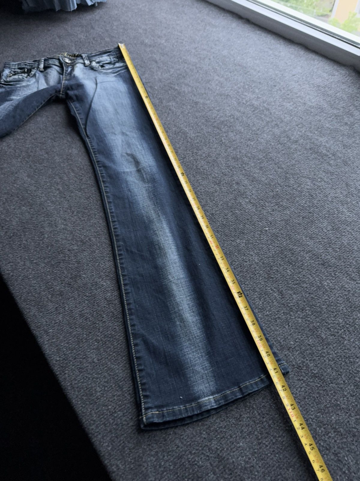 Hysteric Glamour Y2K Japanese LGB Punk Crown Embroidered Flared Denim Jeans Size 29" - 19 Thumbnail