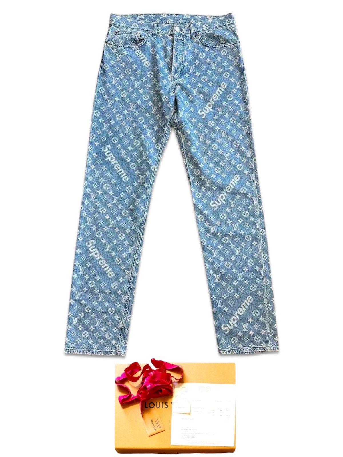 Louis Vuitton Louis Vuitton Supreme Blue Monogram Jeans | Grailed