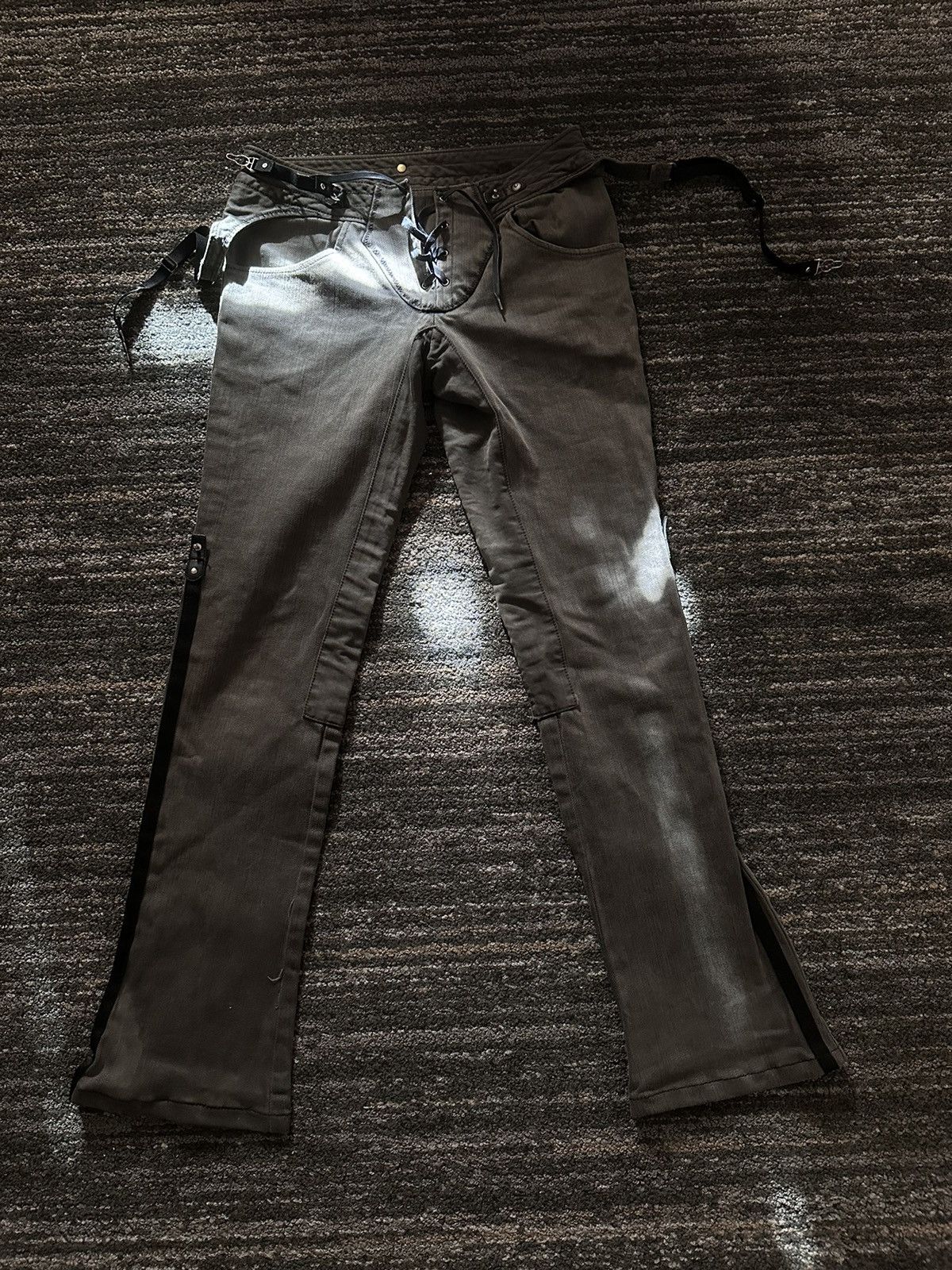 image of If Six Was Nine x Kmrii Shared Spirit Laced Up Flared Pants in Black, Men's (Size 27)